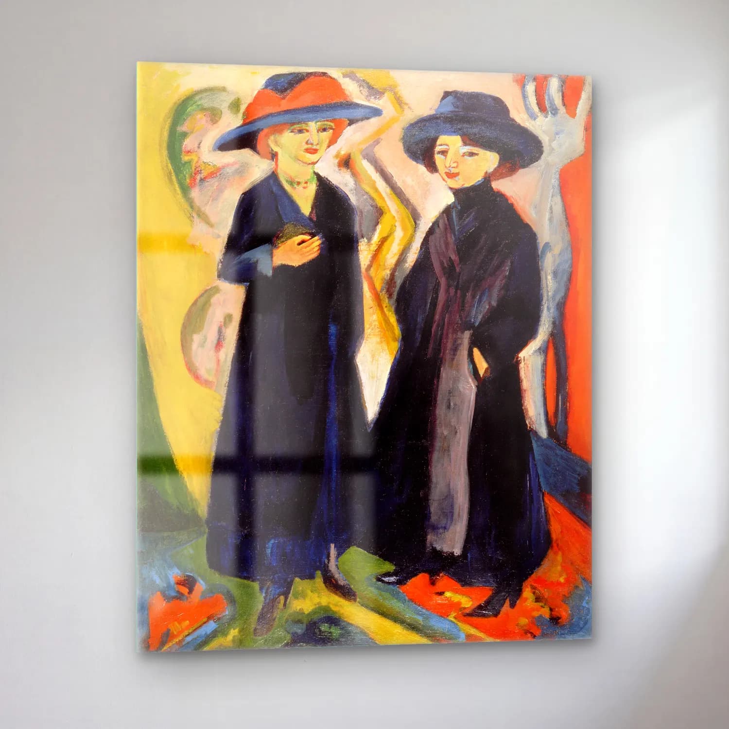 Ludwig Kirchner – Two Women Ernst – Mavi Tonlar cam tablo — sol açıdan görünüm