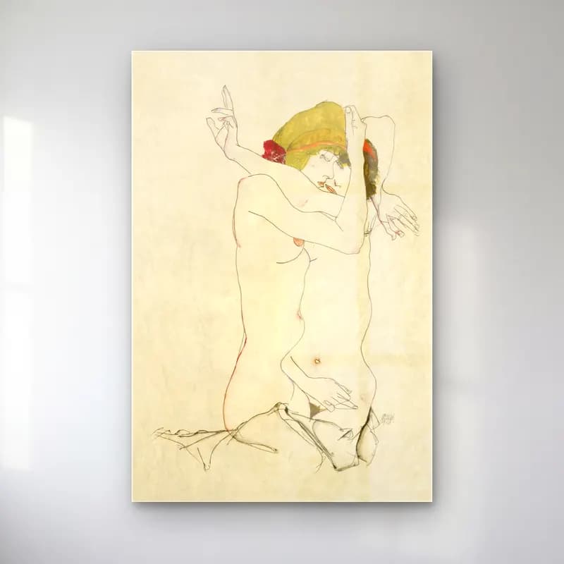 Egon Schiele – Two Women Embracing cam tablo — Egon Schiele – Two Women Embracing — vintage aşıklar