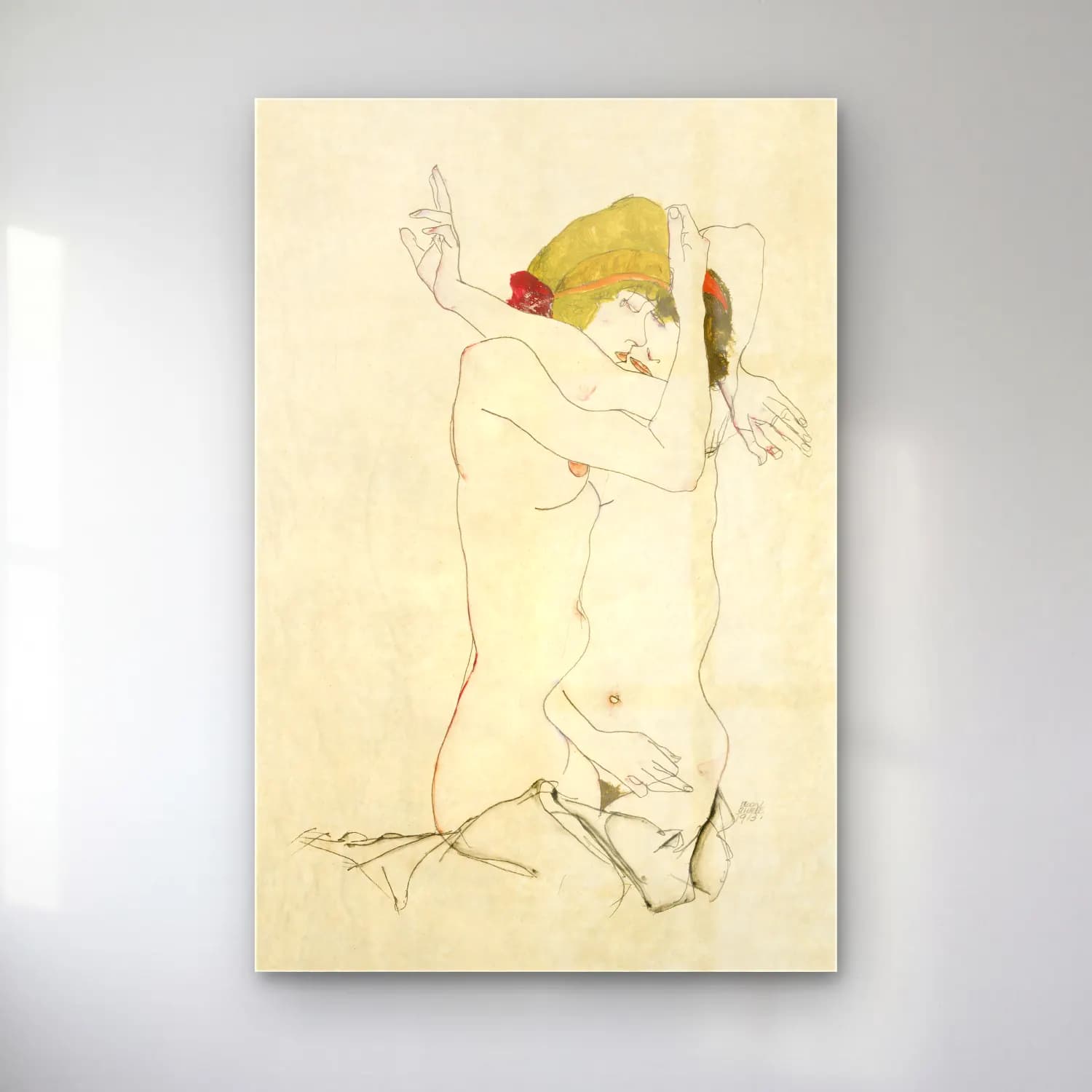 Egon Schiele – Two Women Embracing cam tablo — Egon Schiele – Two Women Embracing — vintage aşıklar
