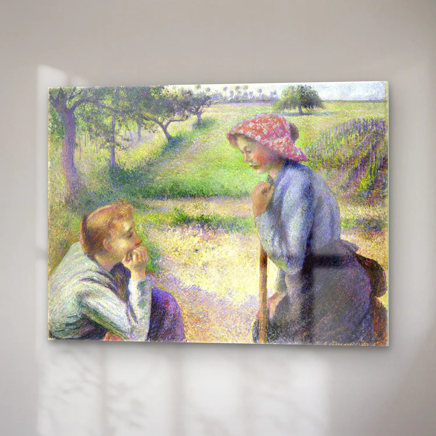 Camille Pissarro – Two Young Peasant Women cam tablo — sağ açıdan görünüm