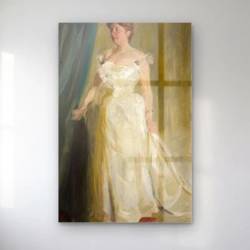 P.S. Krøyer – Unknown cam tablo — P.S. Krøyer – Unknown — empresyonist elbiseli kadın