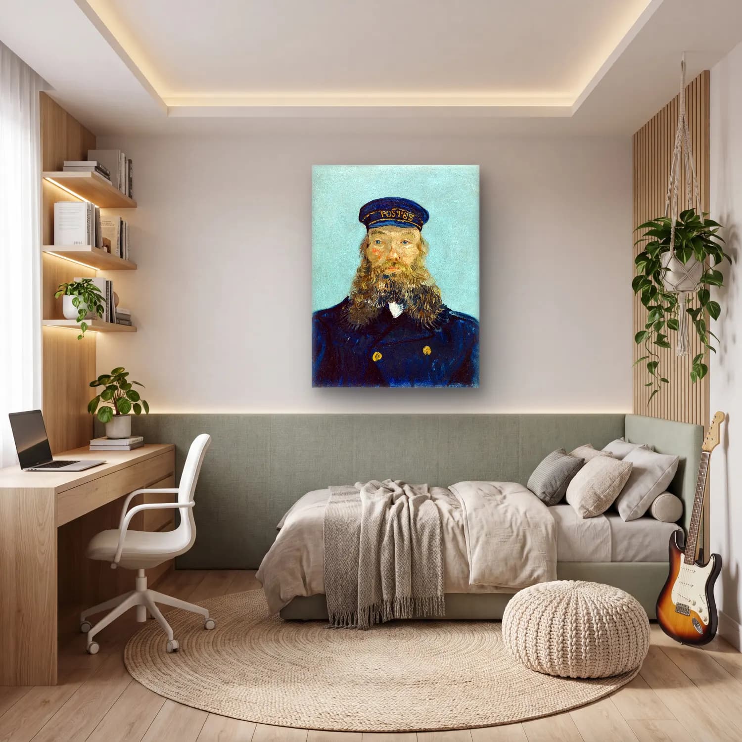Empresyonist Erkek Portresi No. 22 cam tablo — genç odasında