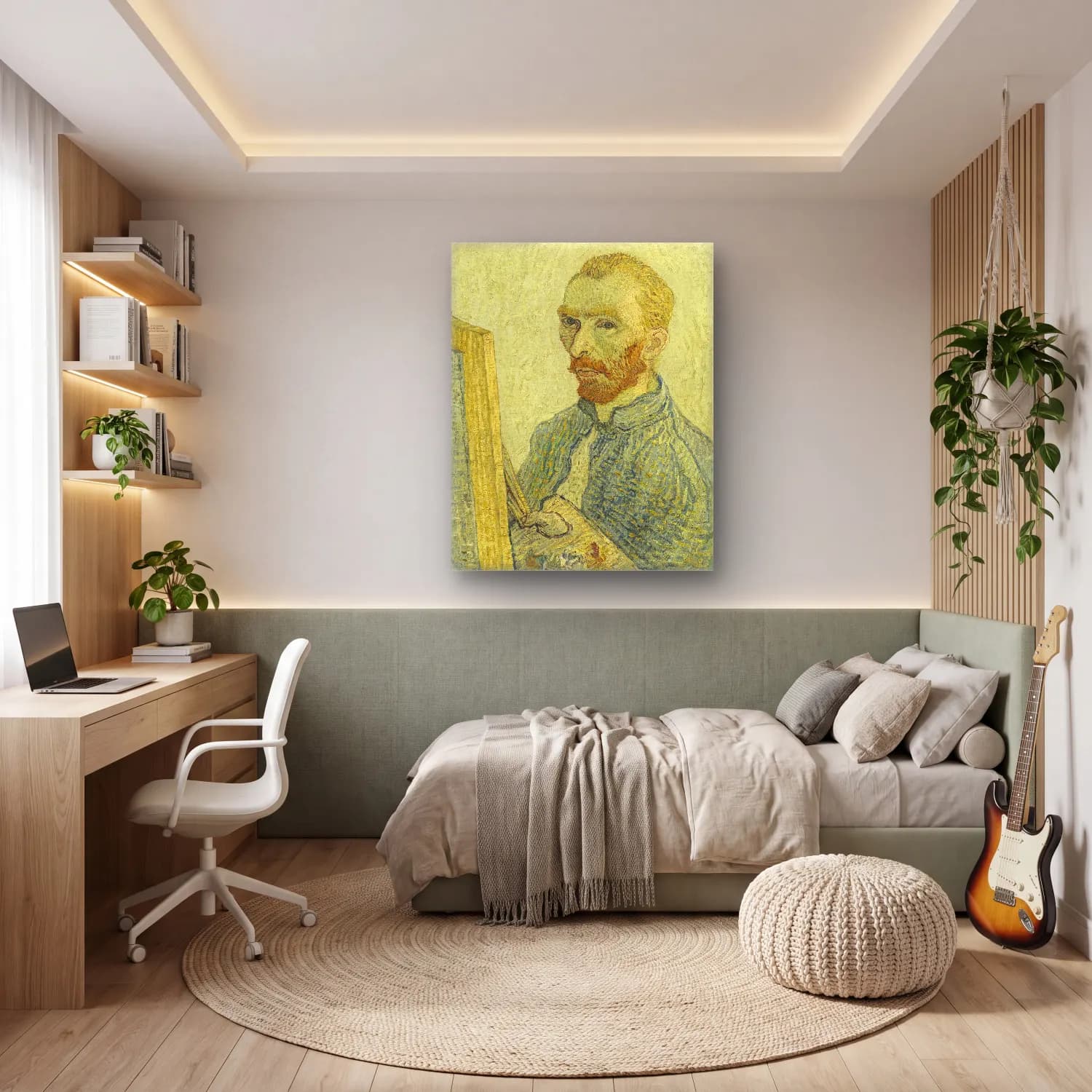 Empresyonist Erkek Portresi No. 24 cam tablo — genç odasında
