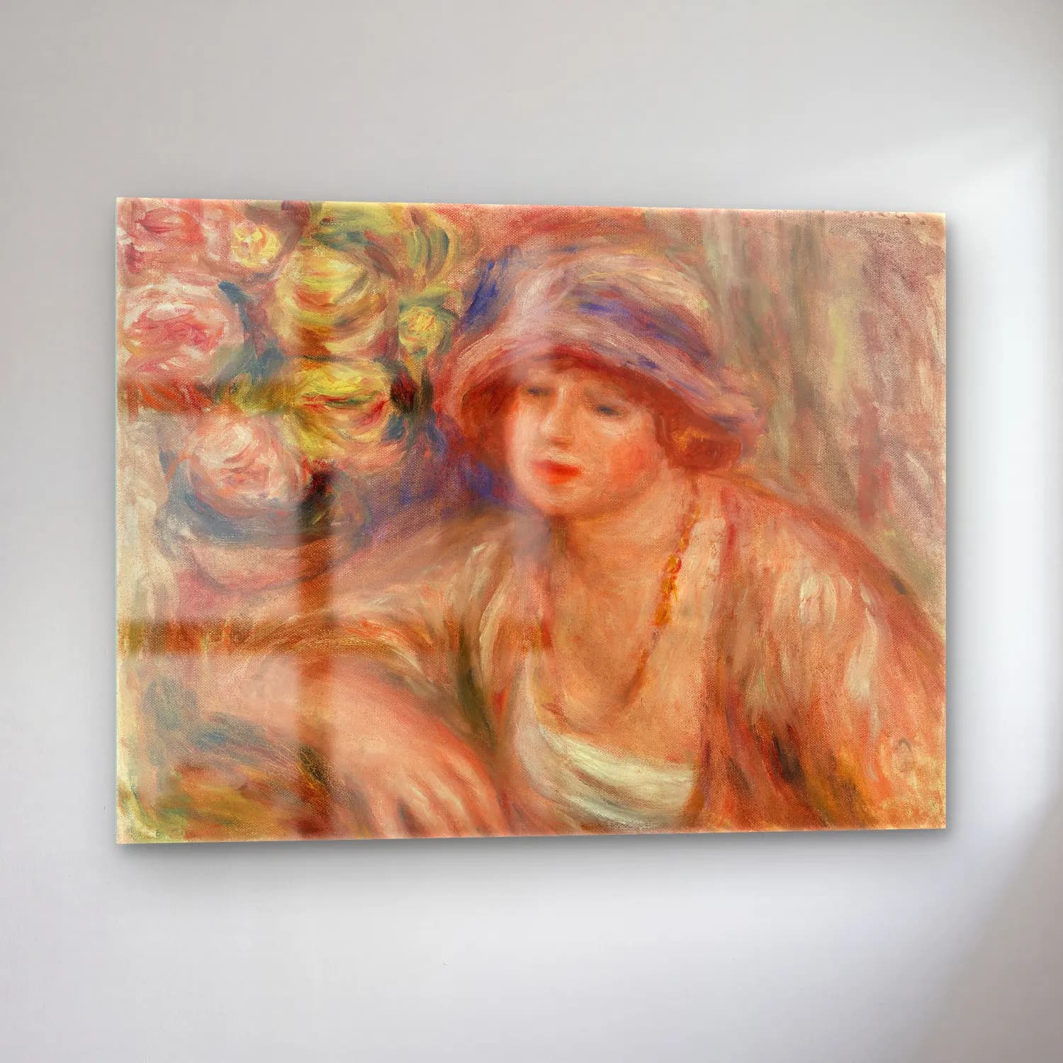 Pierre-Auguste Renoir – Woman Leaning (Femme accoudée) cam tablo — sol açıdan görünüm