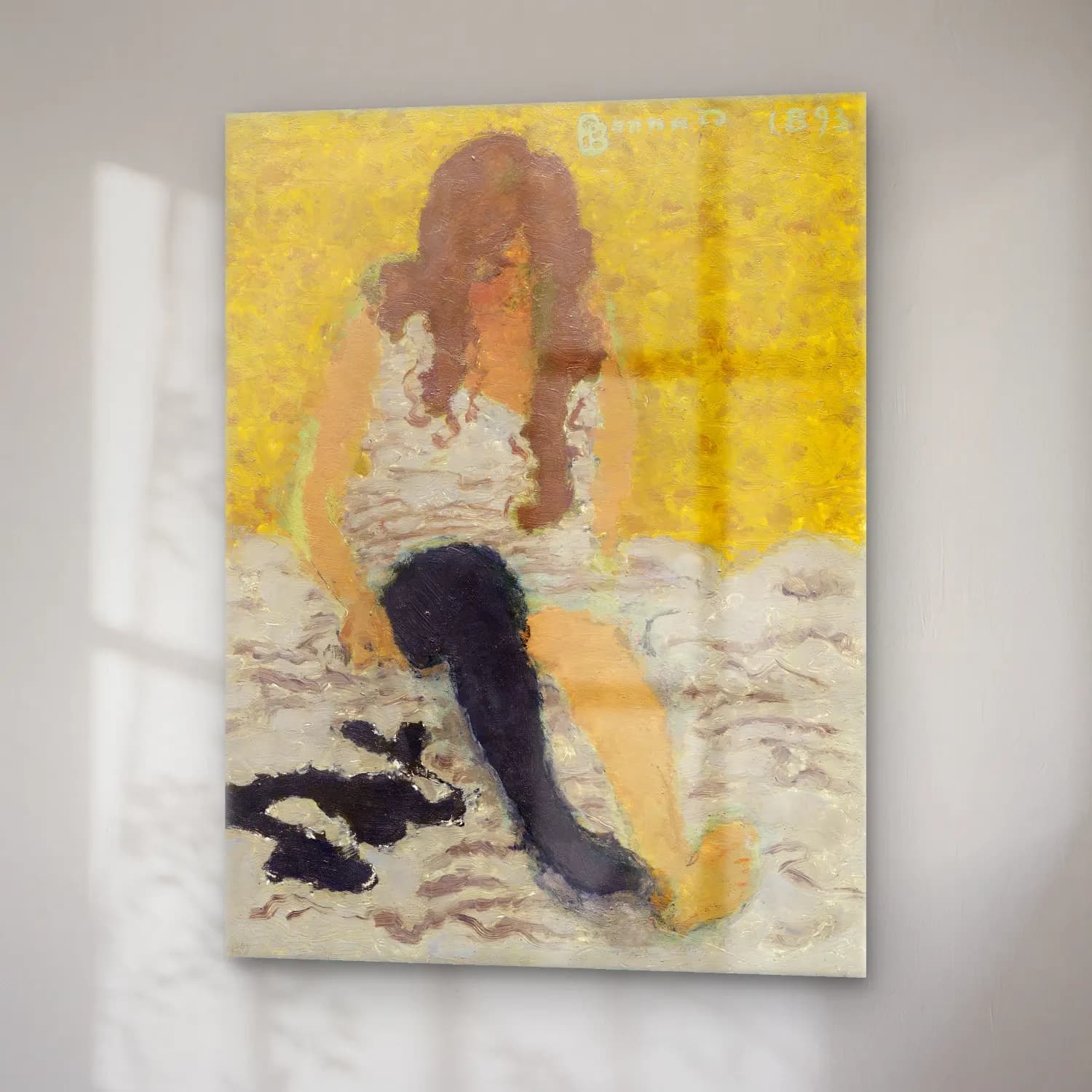 Pierre Bonnard – Woman Putting on Her Stockings cam tablo — sağ açıdan görünüm