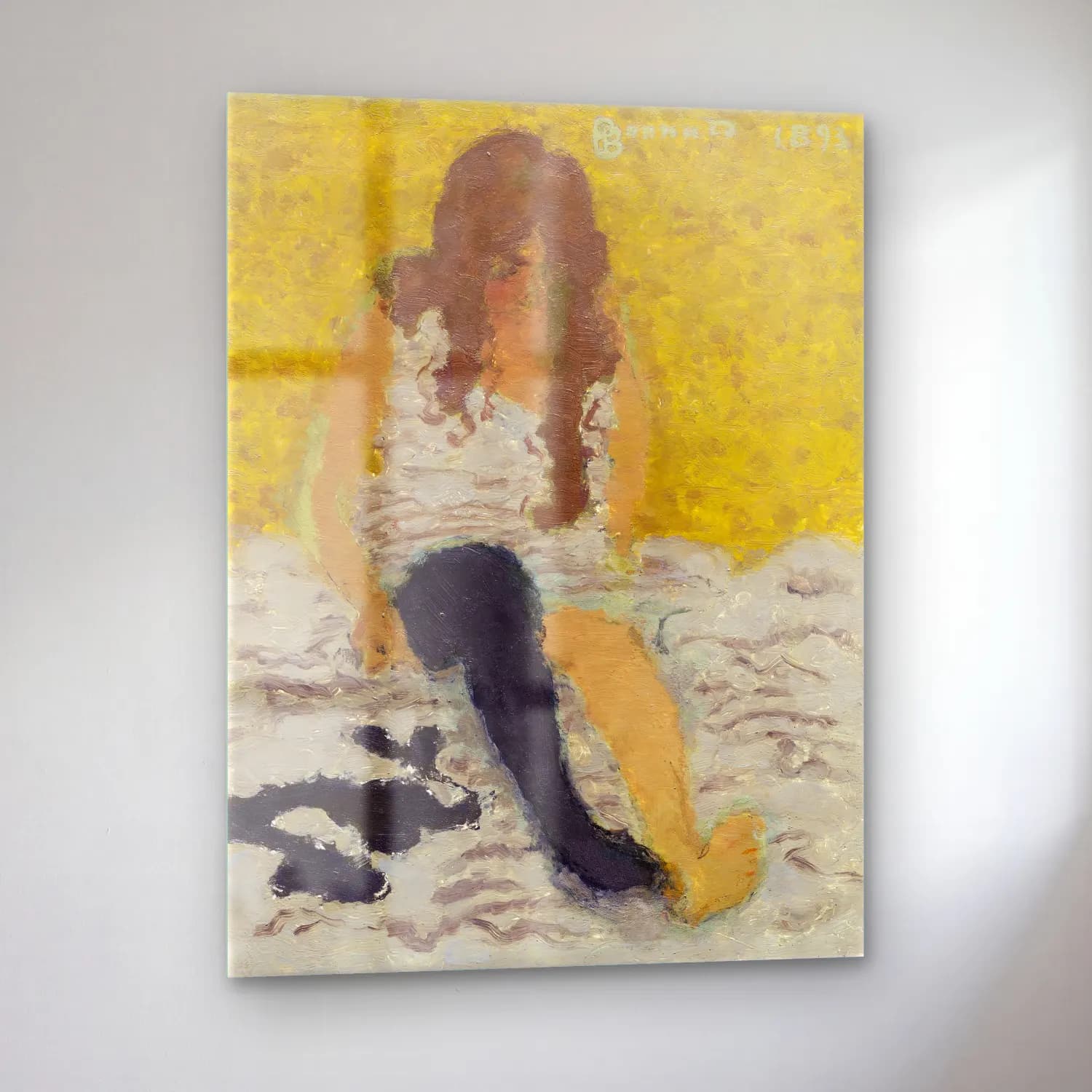 Pierre Bonnard – Woman Putting on Her Stockings cam tablo — sol açıdan görünüm