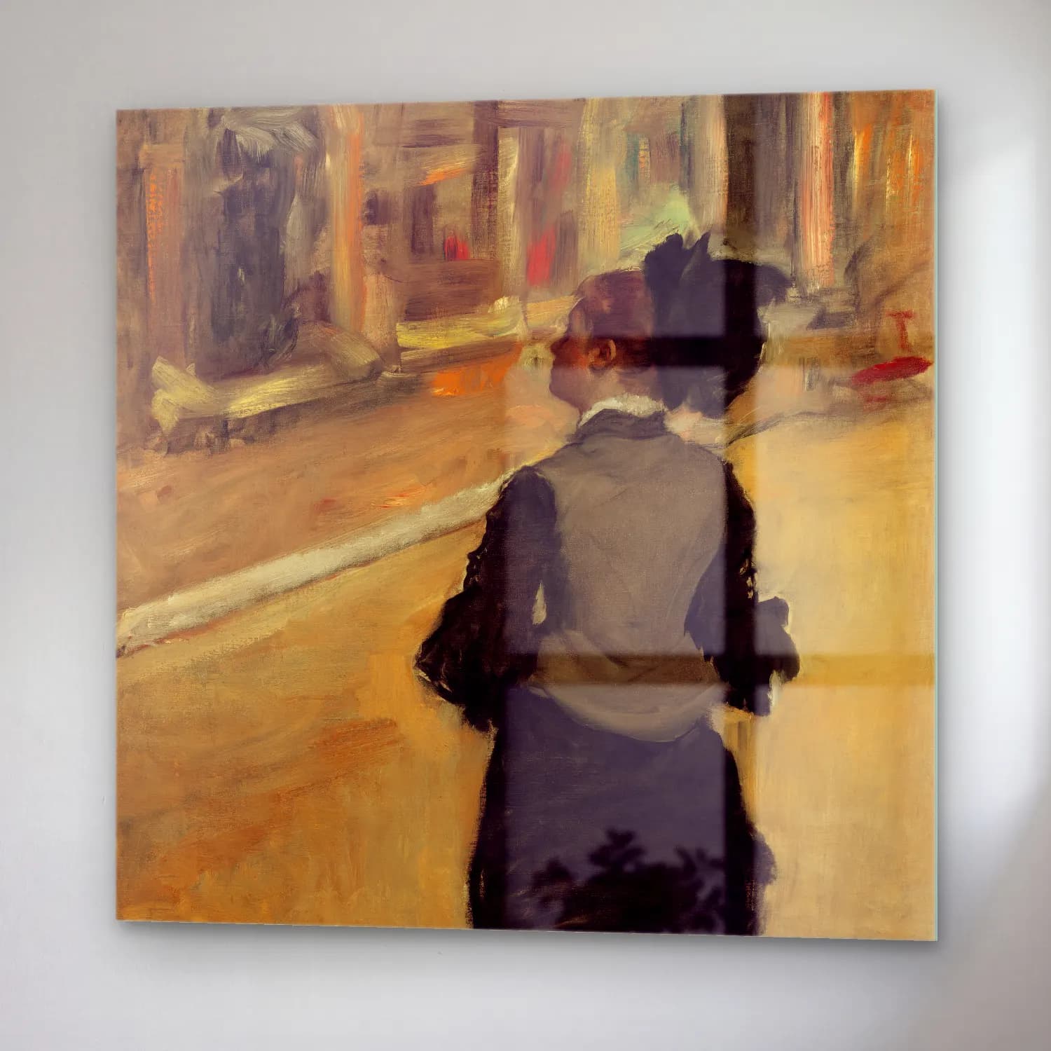 Edgar Degas – Woman Viewed from Behind (Visit to a Museum) (ca. 1879-1885) cam tablo — sağ açıdan görünüm