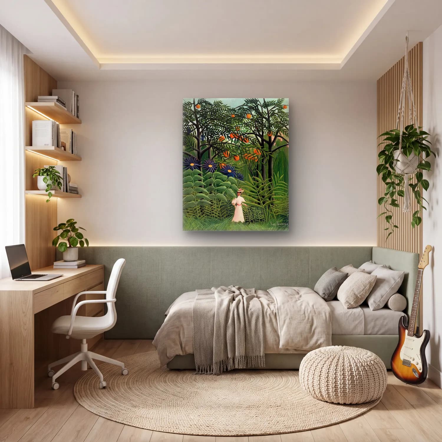 Henri Rousseau – Woman Walking in an Exotic Forest (Femme se promenant dans… cam tablo — genç odasında