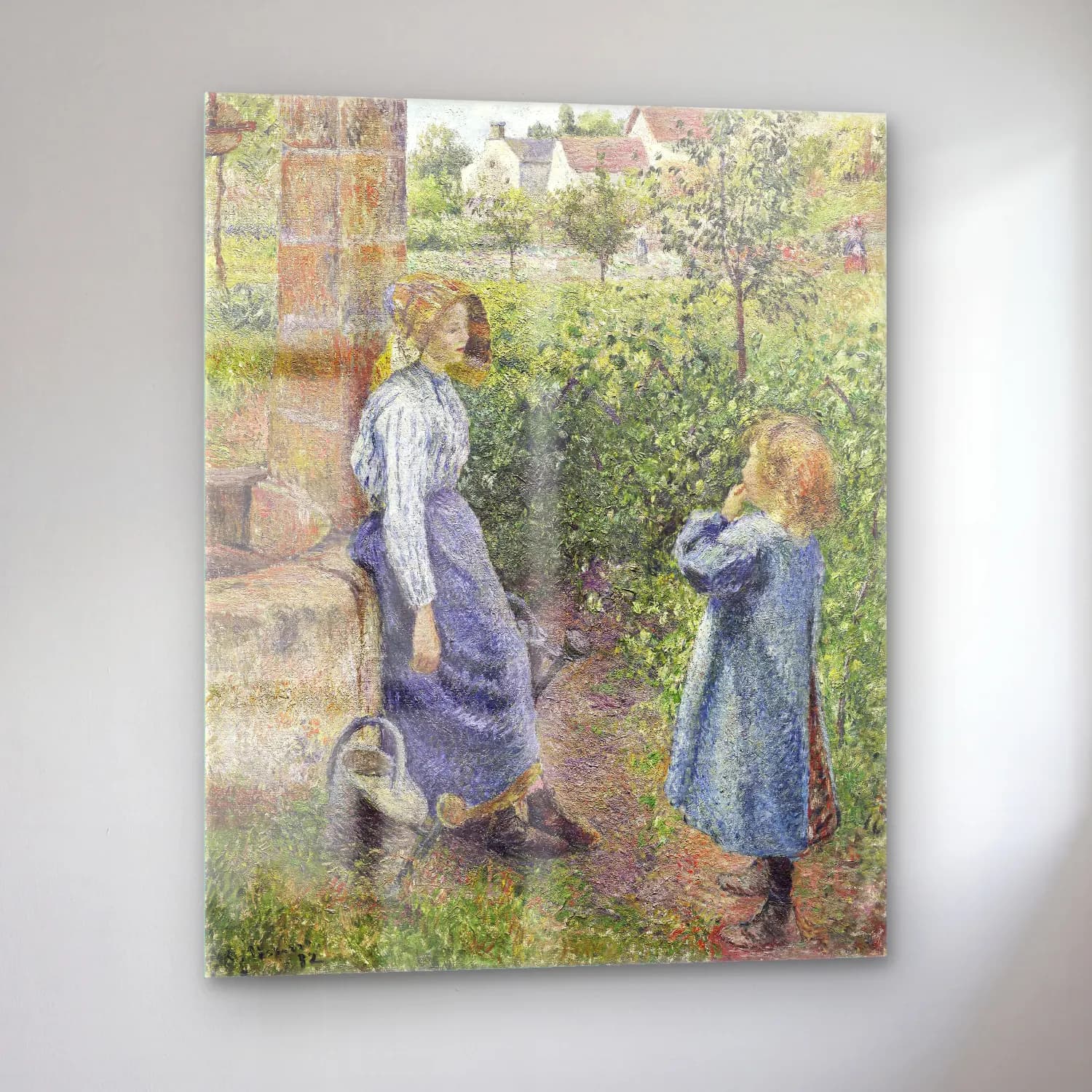 Camille Pissarro – Woman and Child at the Well cam tablo — sol açıdan görünüm