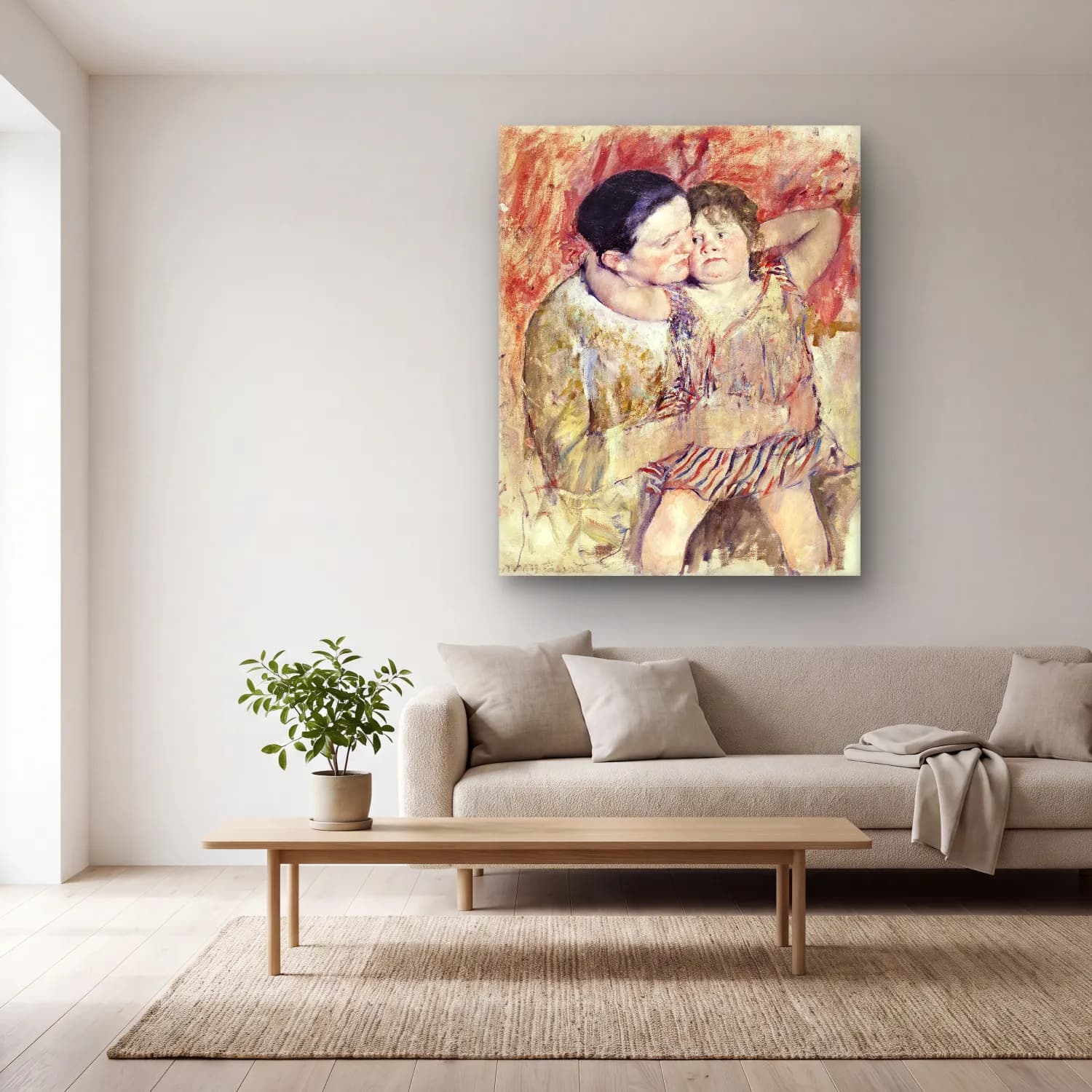 Mary Cassatt – Woman and Child cam tablo — açık renk salonda