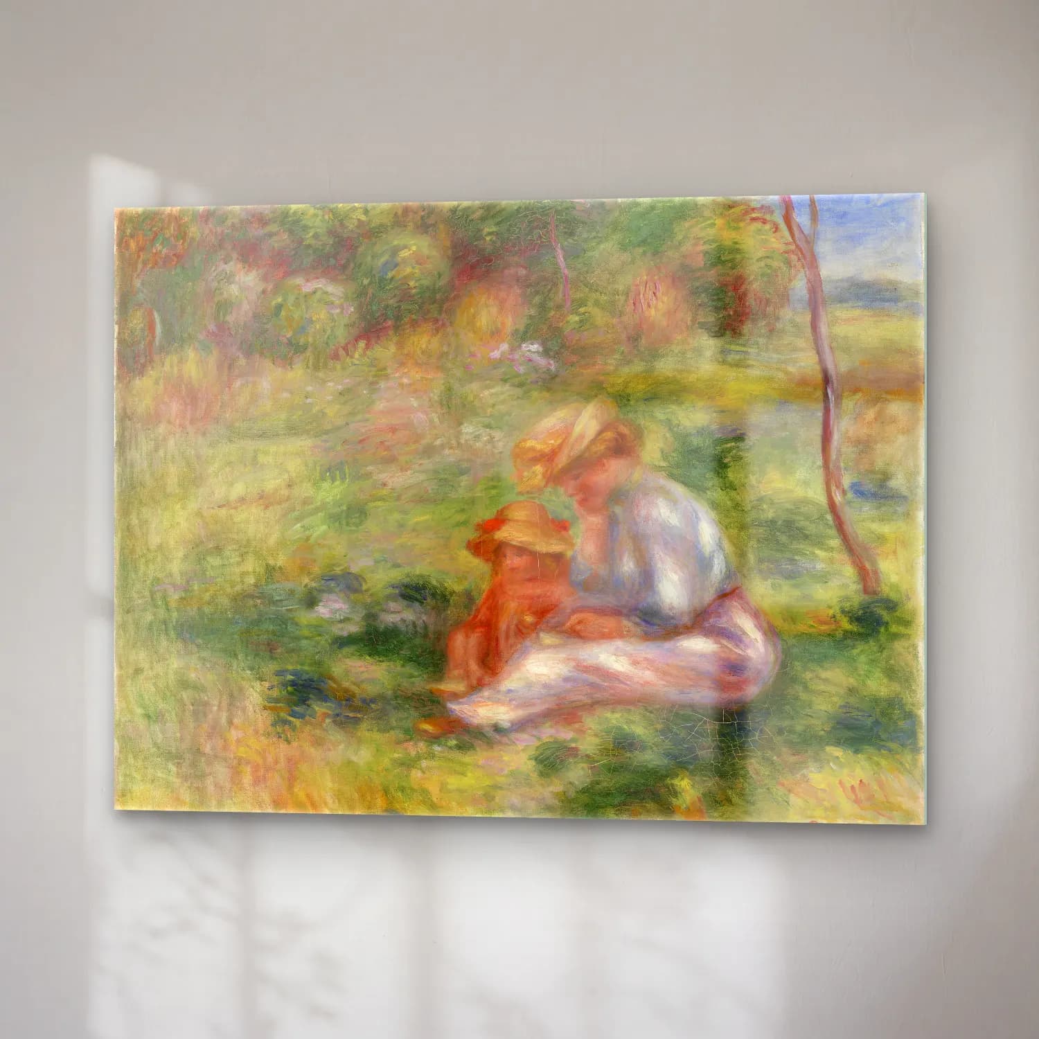 Pierre Auguste Renoir – Woman and Child in the Grass (Femme avec enfant sur l herbe) cam tablo — sağ açıdan görünüm