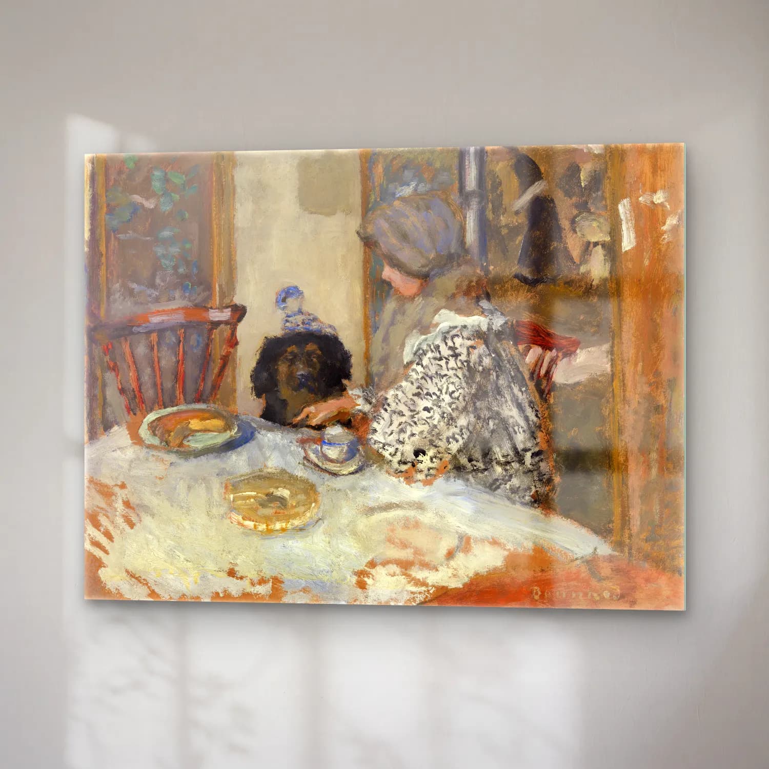Pierre Bonnard – Woman and Dog at Table cam tablo — sağ açıdan görünüm