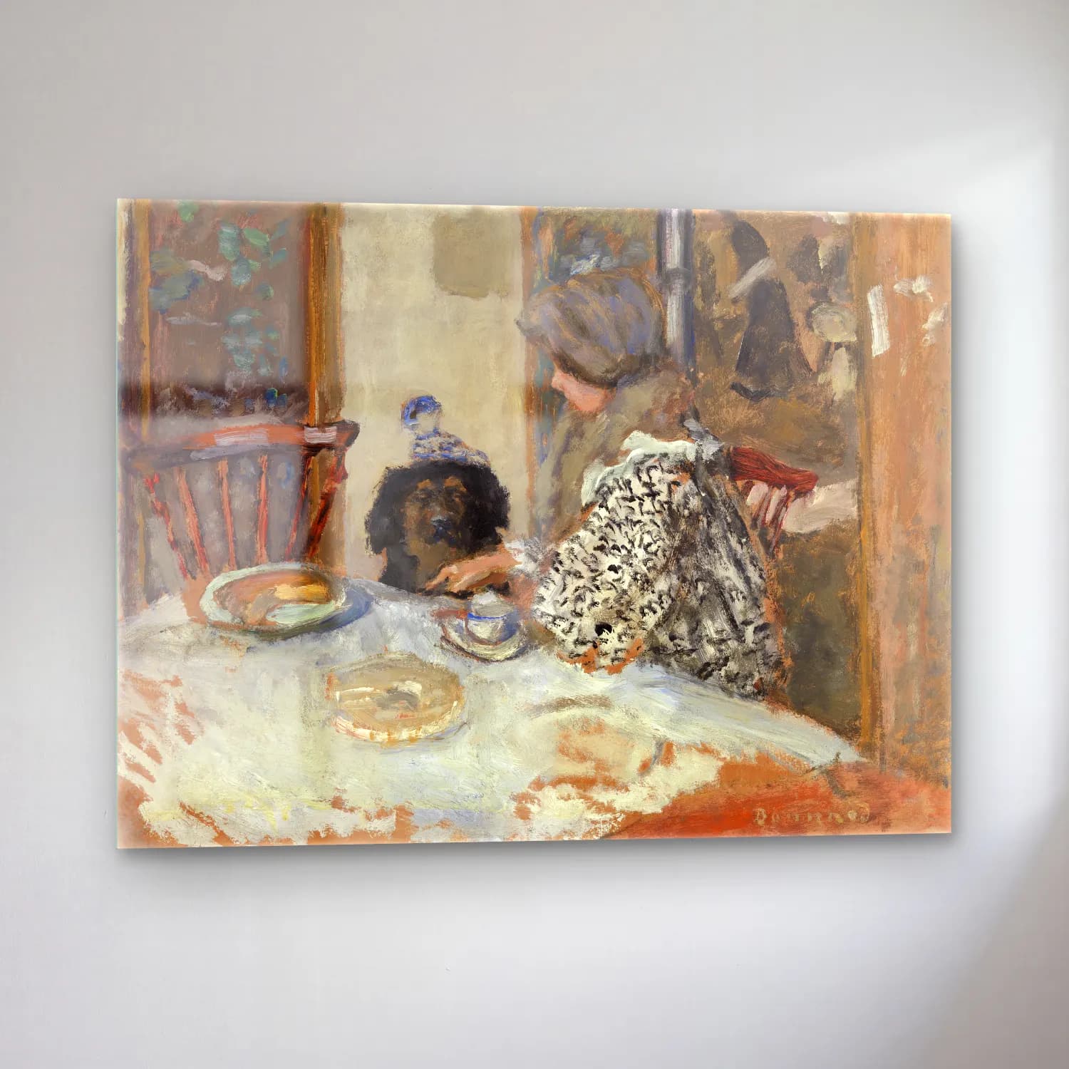 Pierre Bonnard – Woman and Dog at Table cam tablo — sol açıdan görünüm