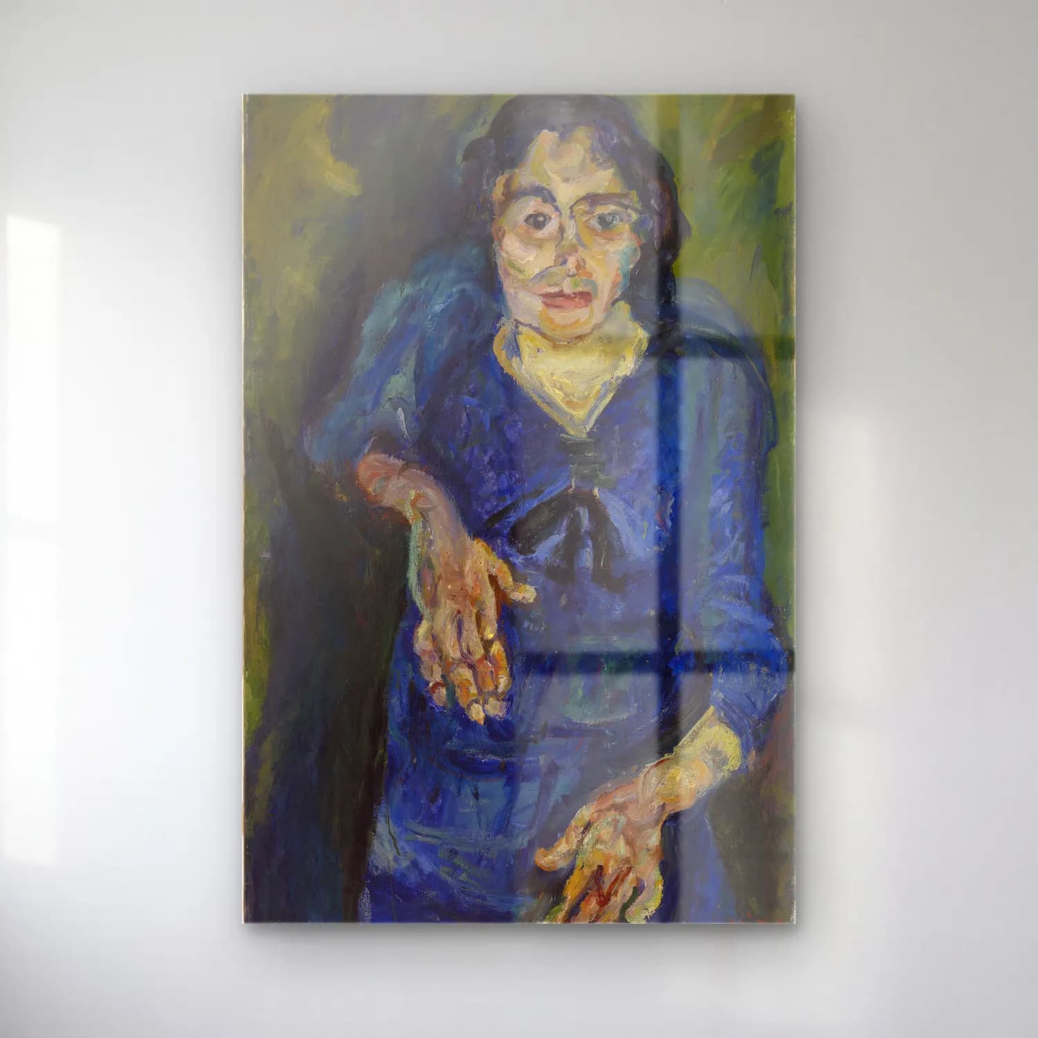 Chaim Soutine – Woman in Blue (La Femme en bleu) cam tablo — Chaim Soutine – Woman in Blue (La Femme en bleu) — empresyonist kadın portresi