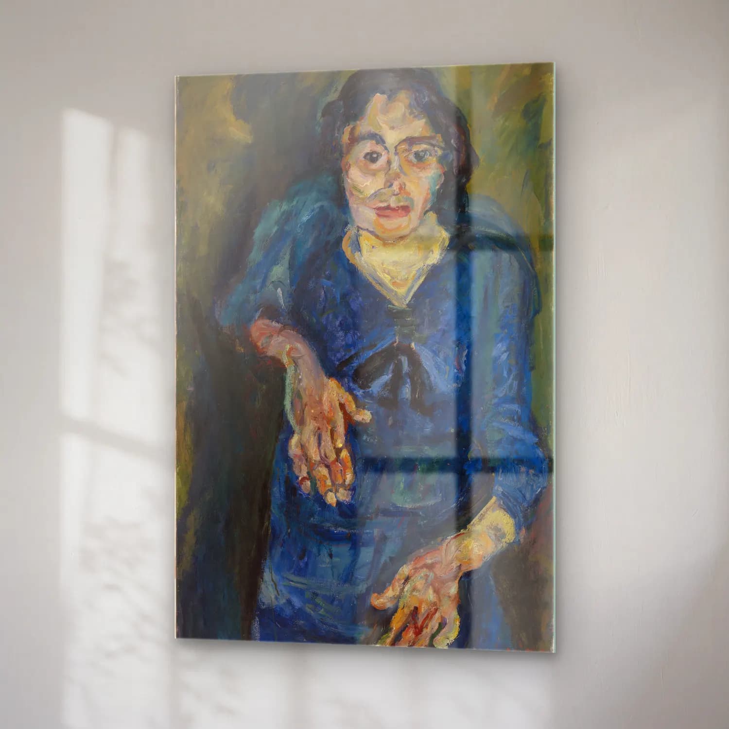 Chaim Soutine – Woman in Blue (La Femme en bleu) cam tablo — sağ açıdan görünüm