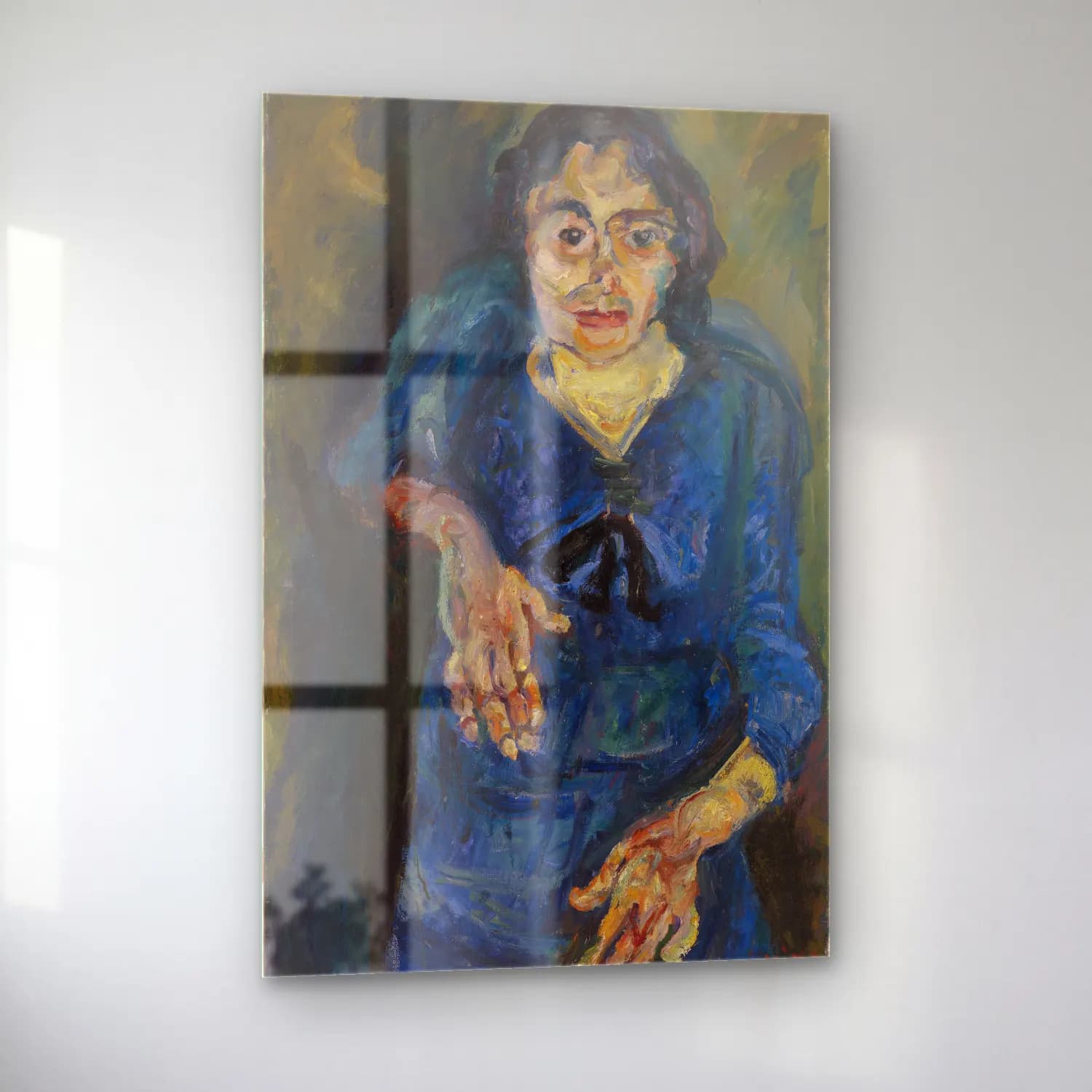 Chaim Soutine – Woman in Blue (La Femme en bleu) cam tablo — sol açıdan görünüm