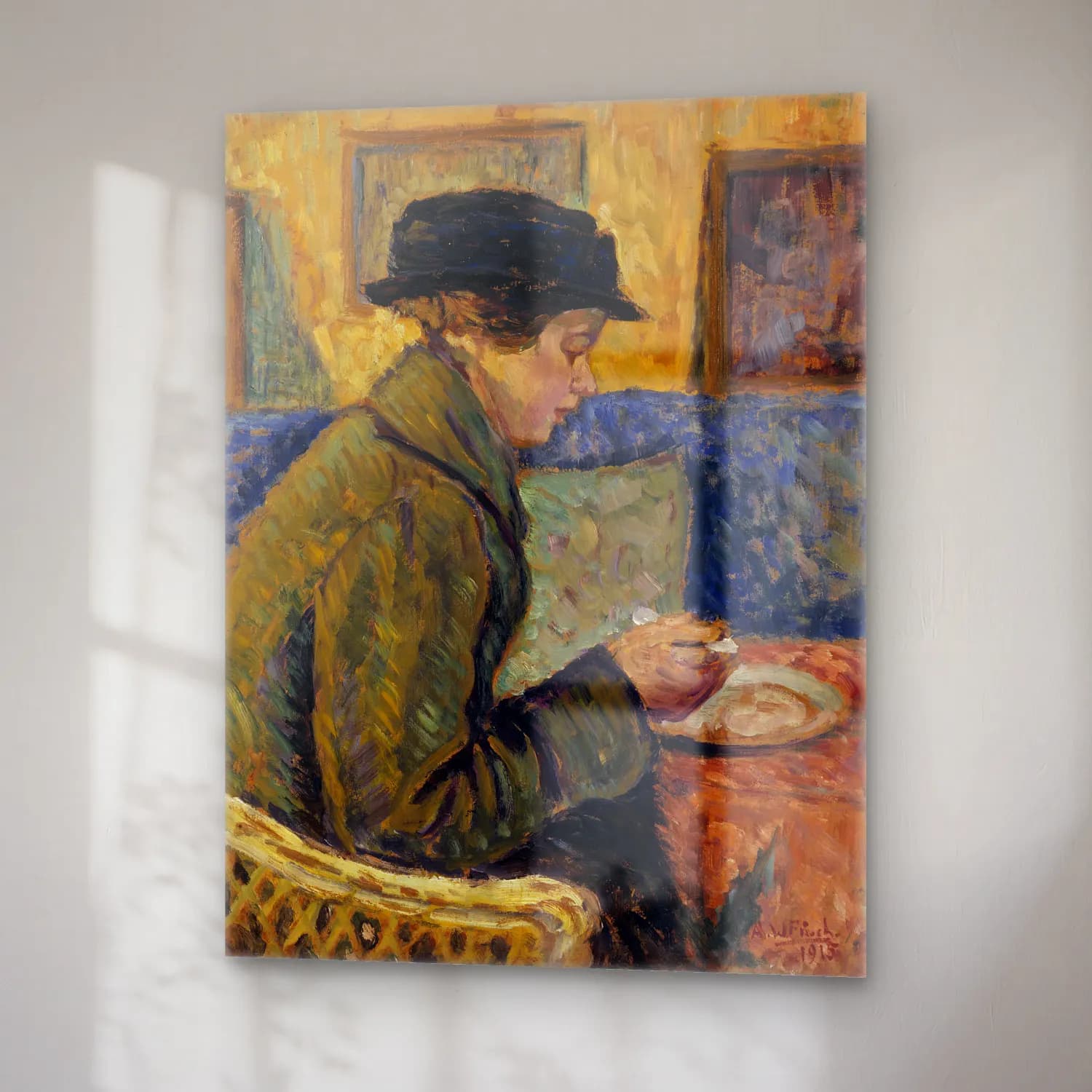 Alfred William Finch – Woman in profile, 1915 cam tablo — sağ açıdan görünüm