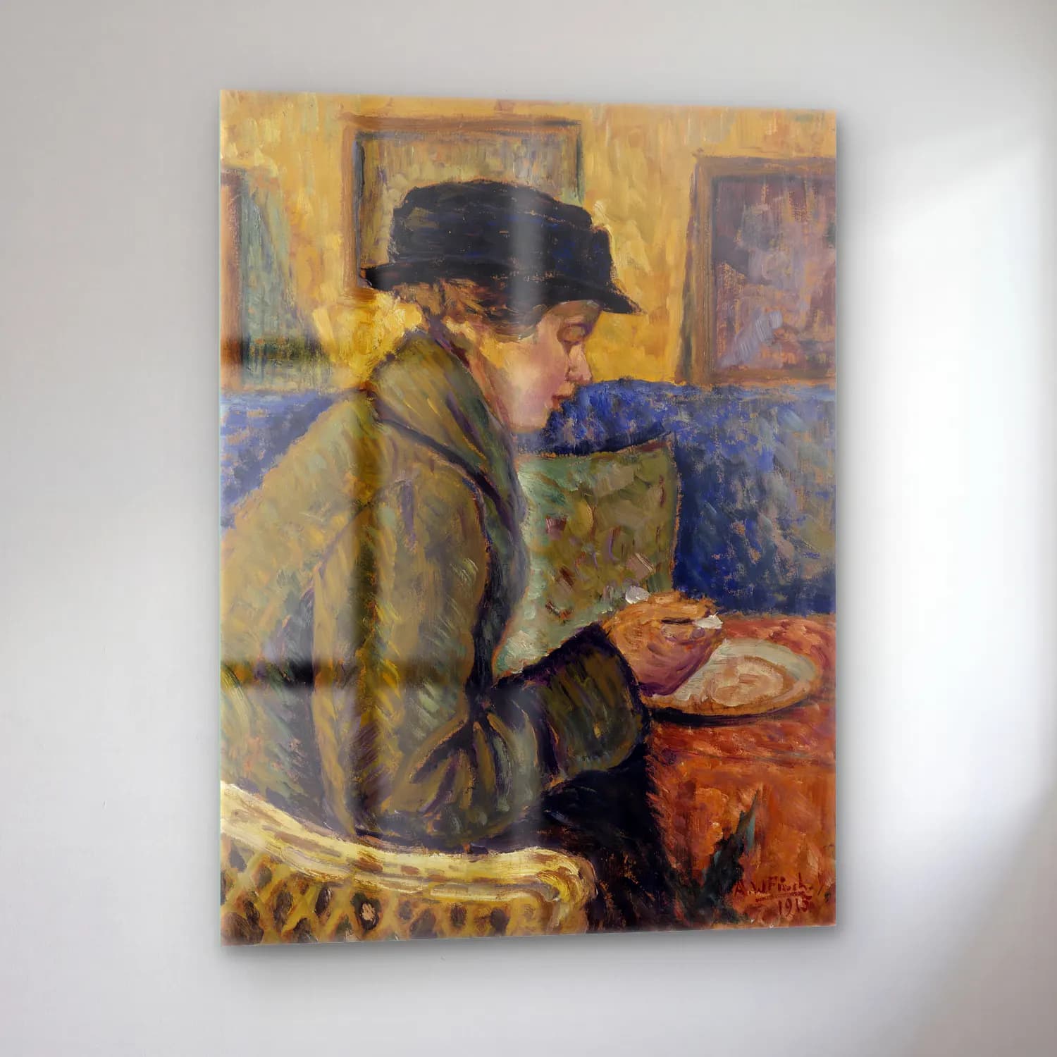 Alfred William Finch – Woman in profile, 1915 cam tablo — sol açıdan görünüm