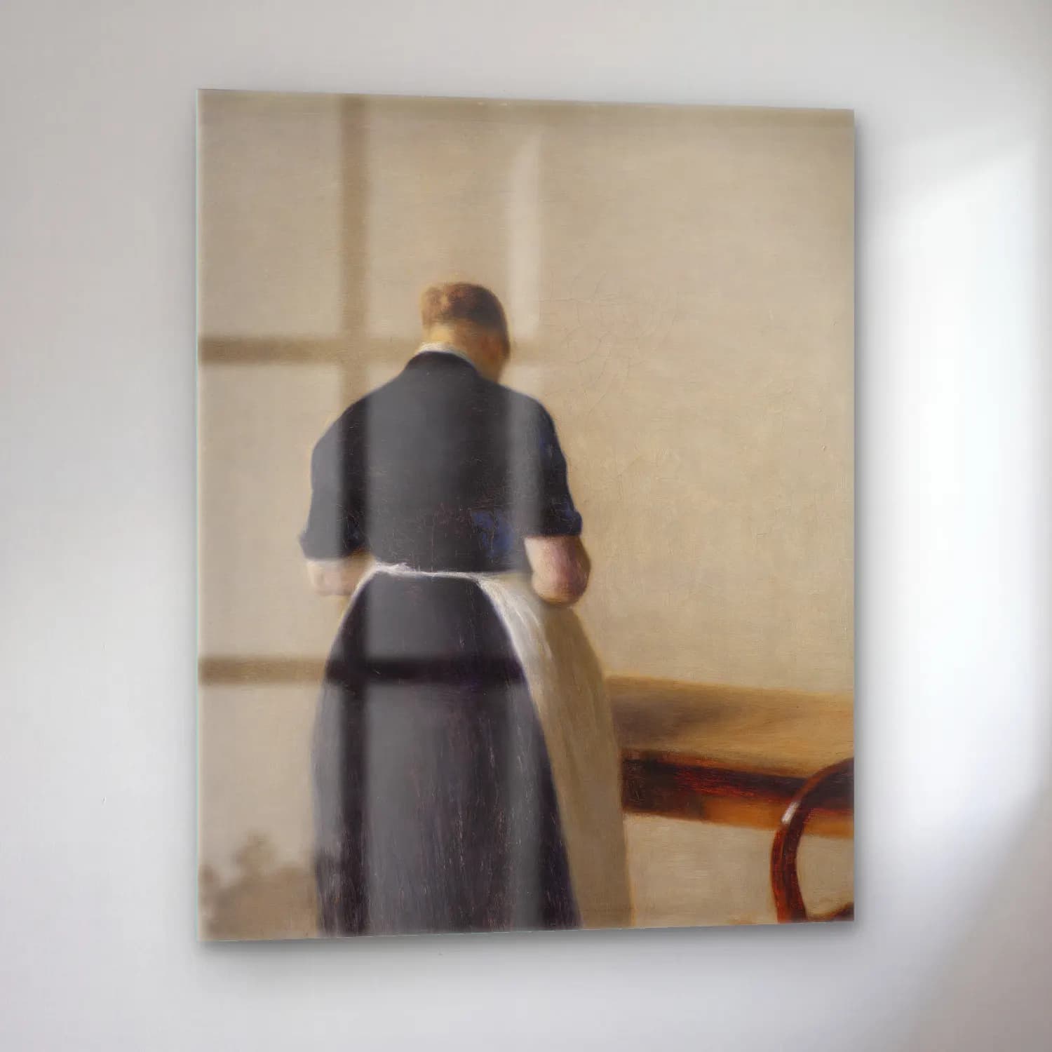 Vilhelm Hammershøi – Woman seen from the Back cam tablo — sol açıdan görünüm