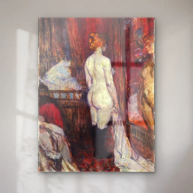 Henri de Toulouse-Lautrec – Woman showing her nude bum. Woman before a Mirror cam tablo — Henri de Toulouse-Lautrec – Woman showing her nude bum. Woman before a Mirror — empresyonist figür çalışması
