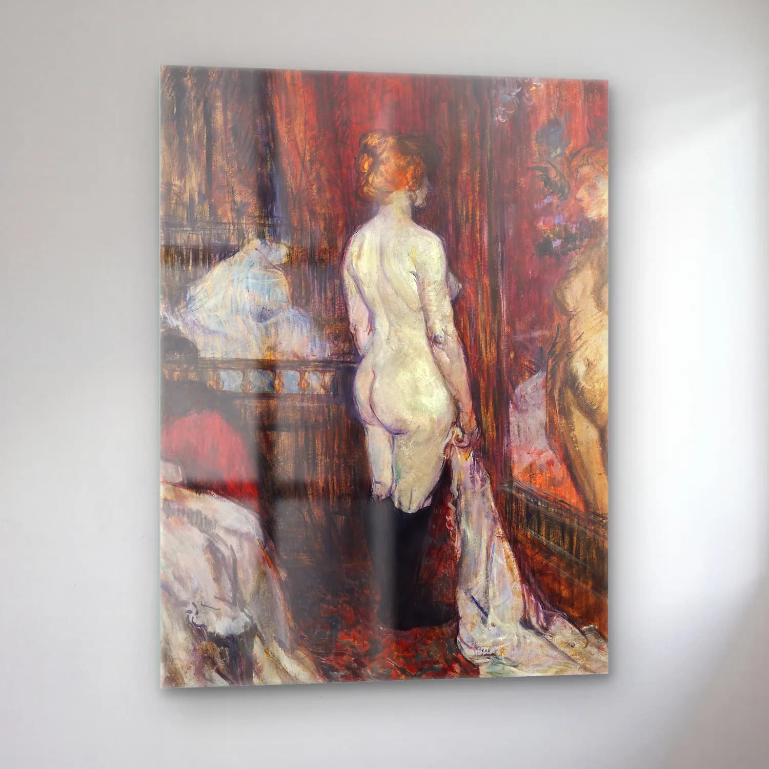 Henri de Toulouse-Lautrec – Woman showing her nude bum. Woman before a Mirror cam tablo — sol açıdan görünüm
