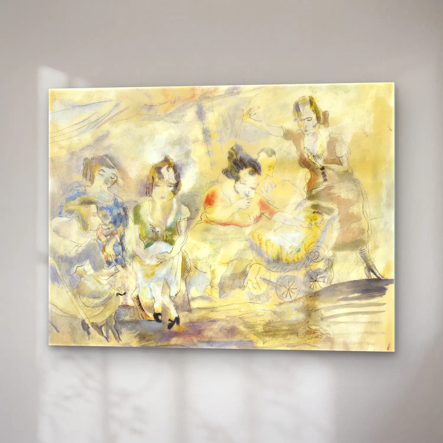 Jules Pascin – Woman with Baby Carriage cam tablo — sağ açıdan görünüm