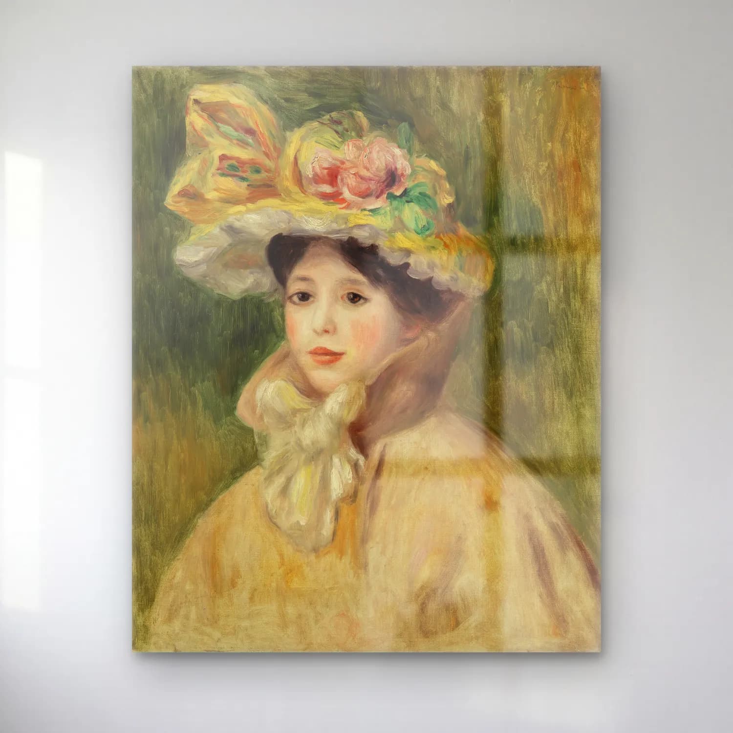 Pierre Auguste Renoir – Woman with Capeline (Femme Ã la capeline) cam tablo — Pierre Auguste Renoir – Woman with Capeline (Femme Ã la capeline) — empresyonist şapkalı kadın