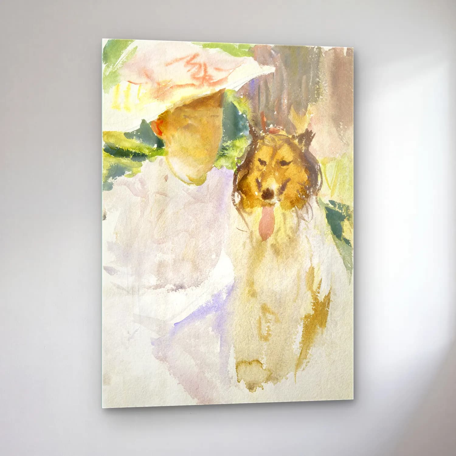 John Singer Sargent – Woman with Collie after cam tablo — sol açıdan görünüm