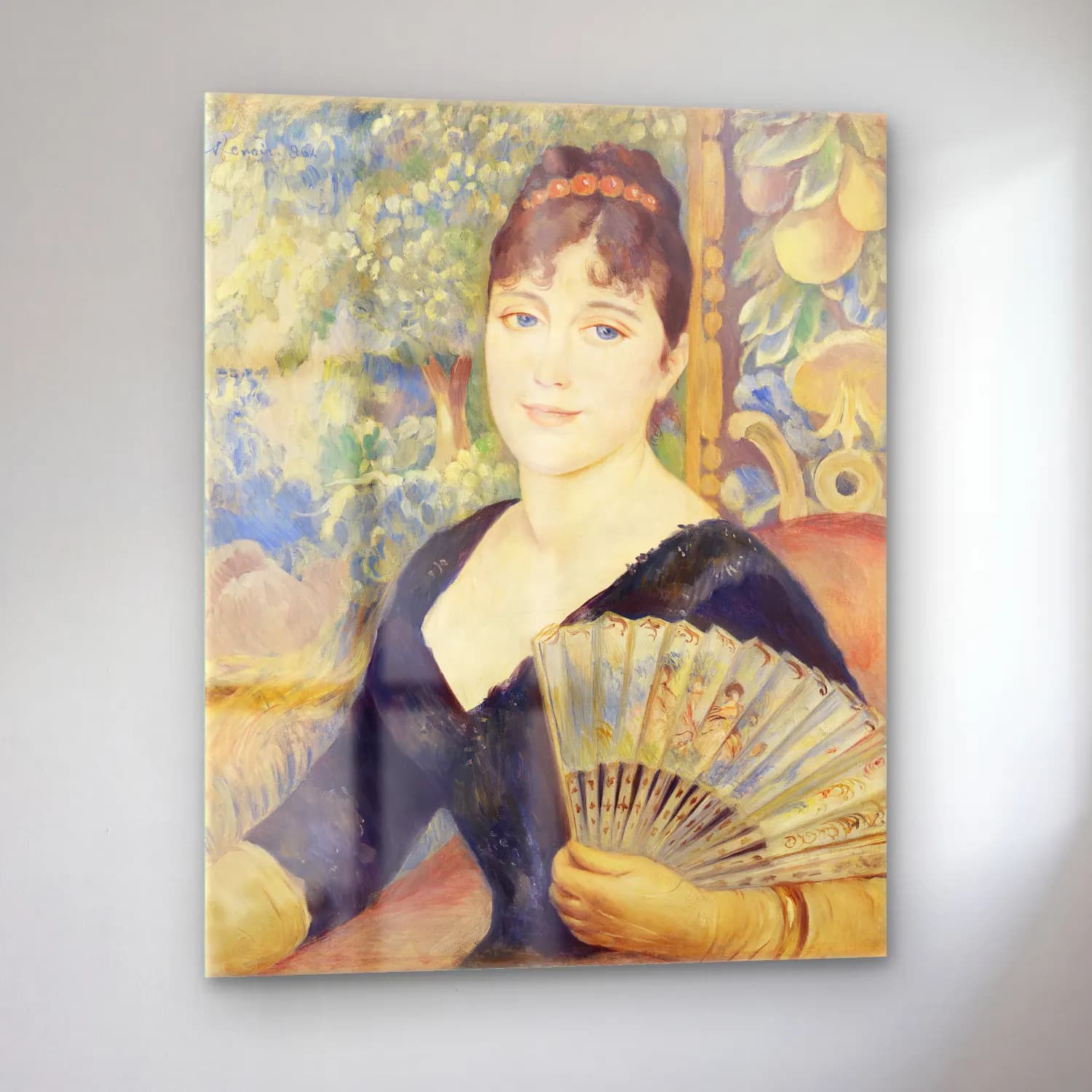 Pierre-Auguste Renoir – Woman with Fan (Femme à l éventail) cam tablo — sol açıdan görünüm