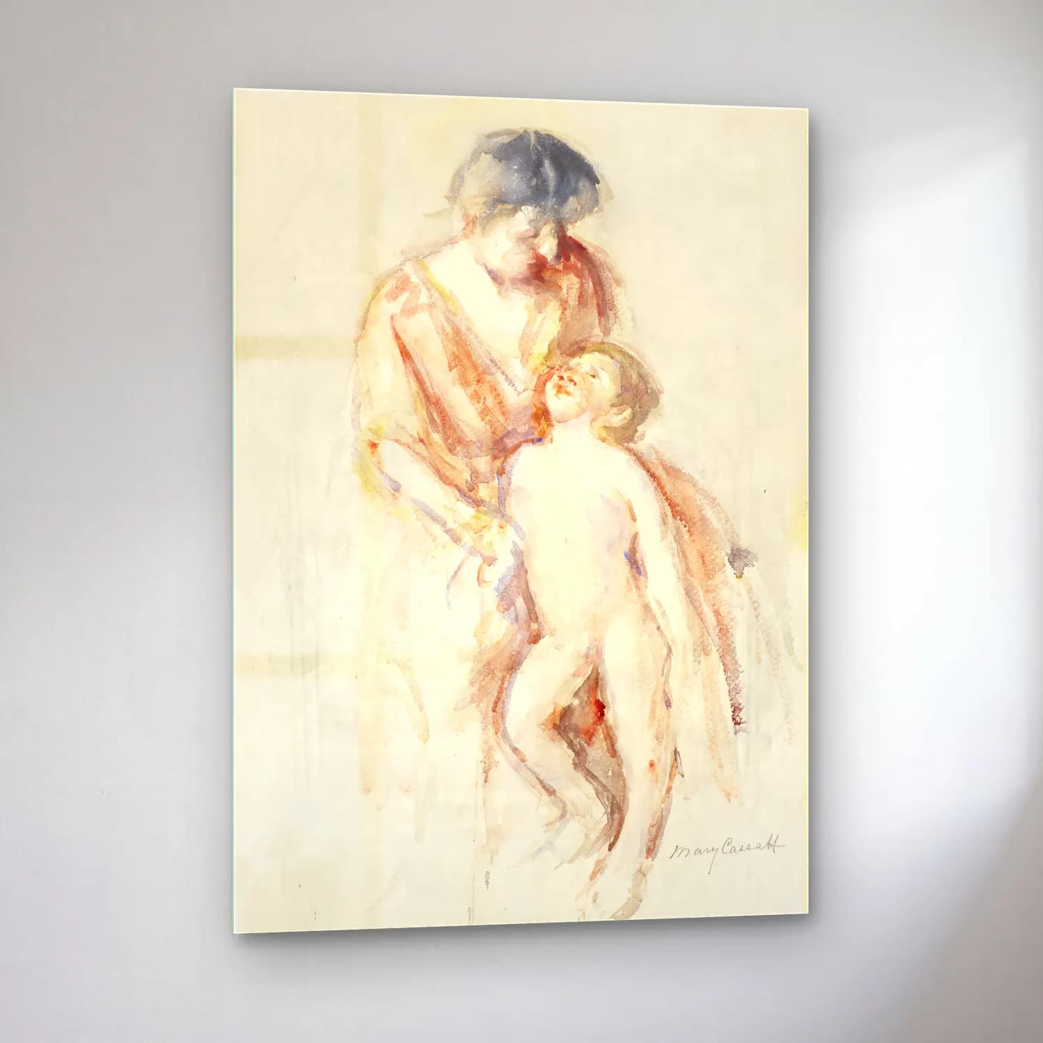 Mary Cassatt – Woman with Nude Boy at Her Left cam tablo — sol açıdan görünüm