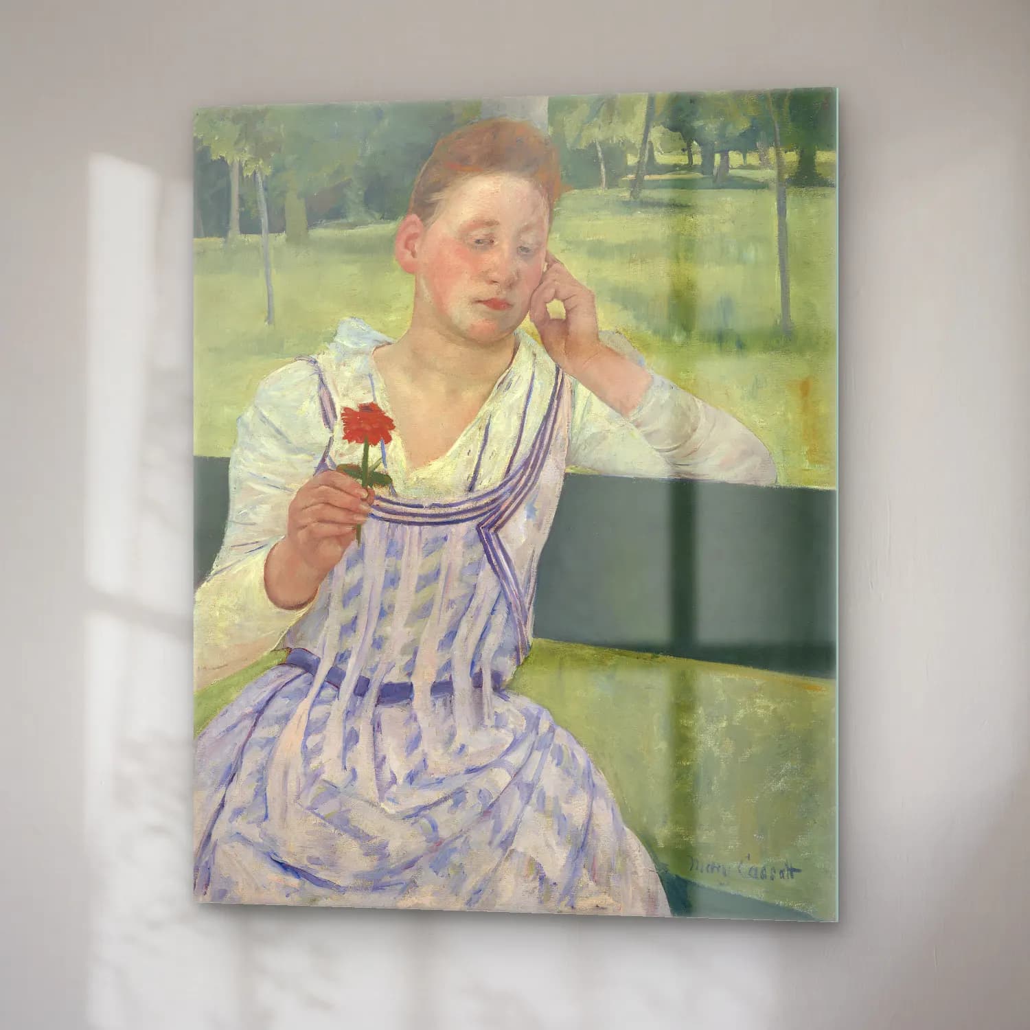 Mary Cassatt – Woman with a Red Zinnia cam tablo — sağ açıdan görünüm