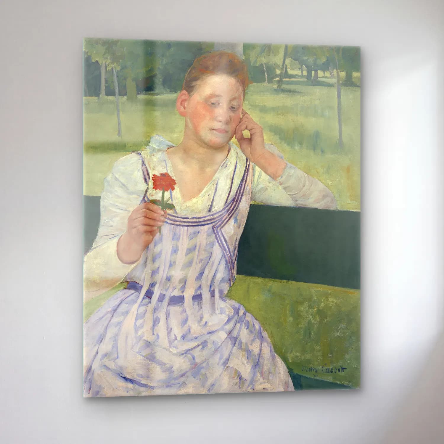 Mary Cassatt – Woman with a Red Zinnia cam tablo — sol açıdan görünüm