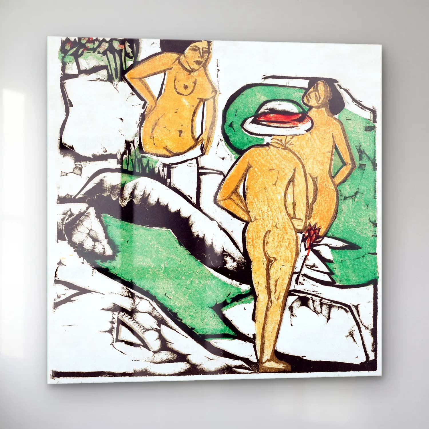 Ludwig Kirchner – Women Bathing Between White Stones Ernst cam tablo — sol açıdan görünüm