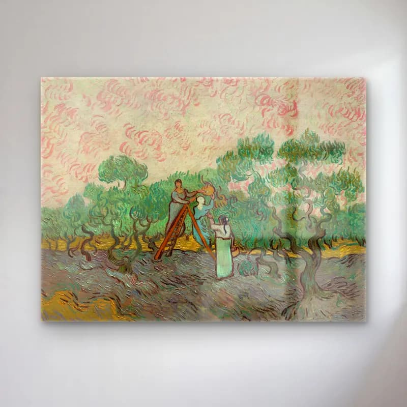 Vincent van Gogh – Women Picking Olives – Bej Tonlar cam tablo — Vincent van Gogh – Women Picking Olives – Bej Tonlar — empresyonist zeytin ve zeytinyağı