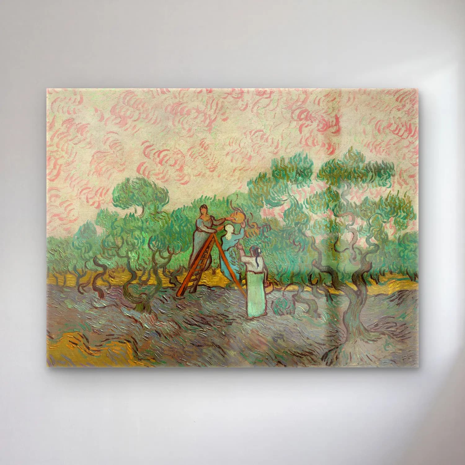 Vincent van Gogh – Women Picking Olives – Bej Tonlar cam tablo — Vincent van Gogh – Women Picking Olives – Bej Tonlar — empresyonist zeytin ve zeytinyağı