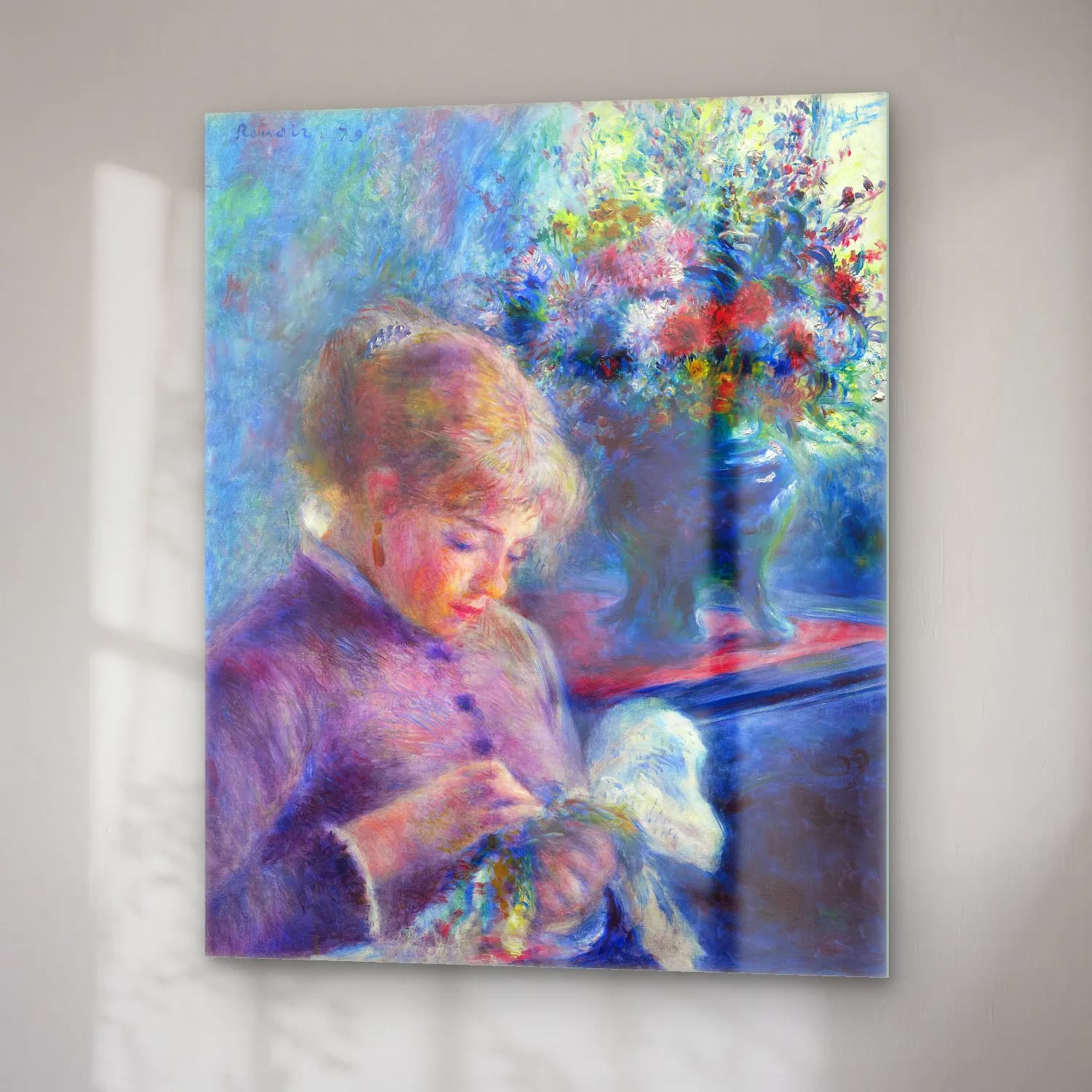 Pierre-Auguste Renoir – Young Woman Sewing cam tablo — sağ açıdan görünüm