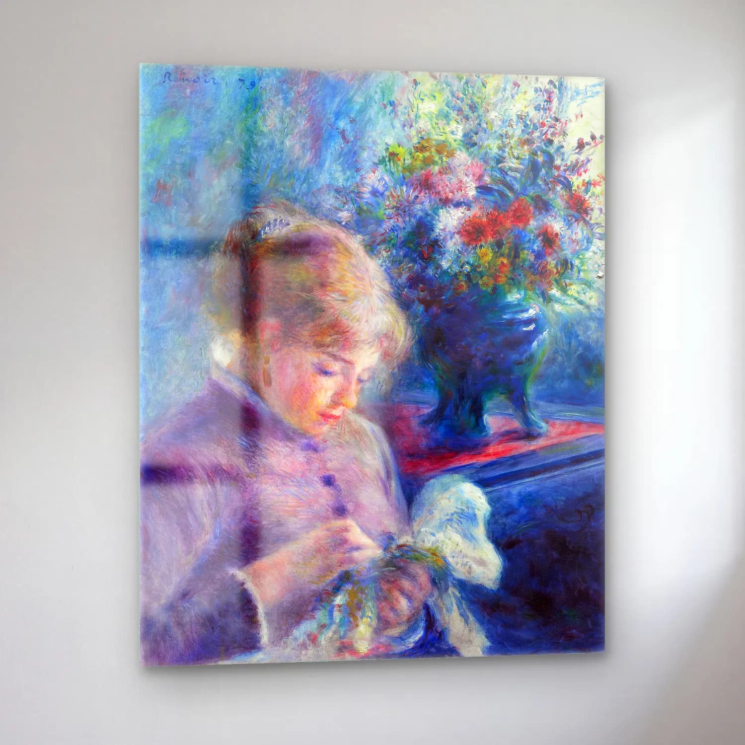 Pierre-Auguste Renoir – Young Woman Sewing cam tablo — sol açıdan görünüm