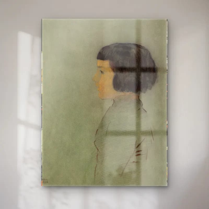 Odilon Redon – Young Woman in Profile cam tablo — Odilon Redon – Young Woman in Profile — vintage kız çocuğu portresi
