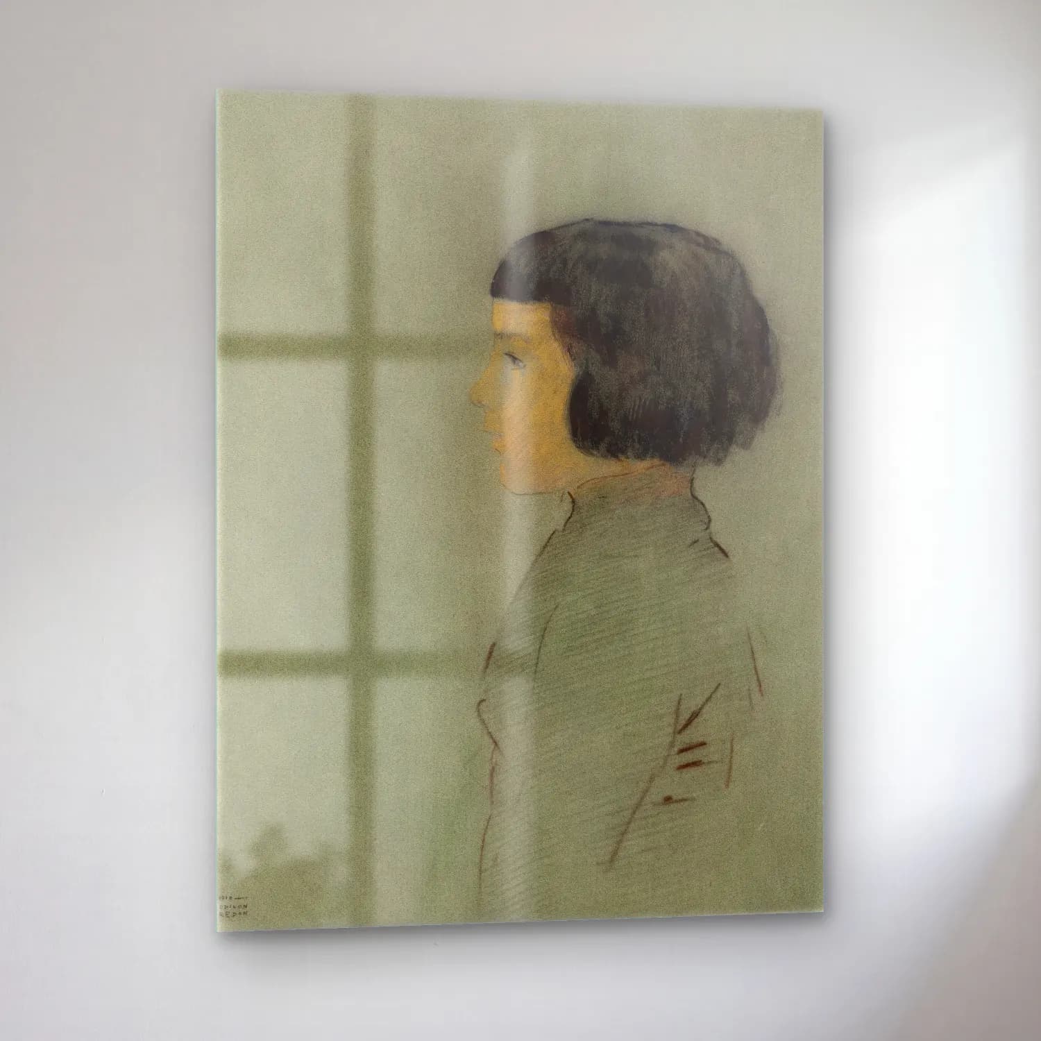 Odilon Redon – Young Woman in Profile cam tablo — sol açıdan görünüm