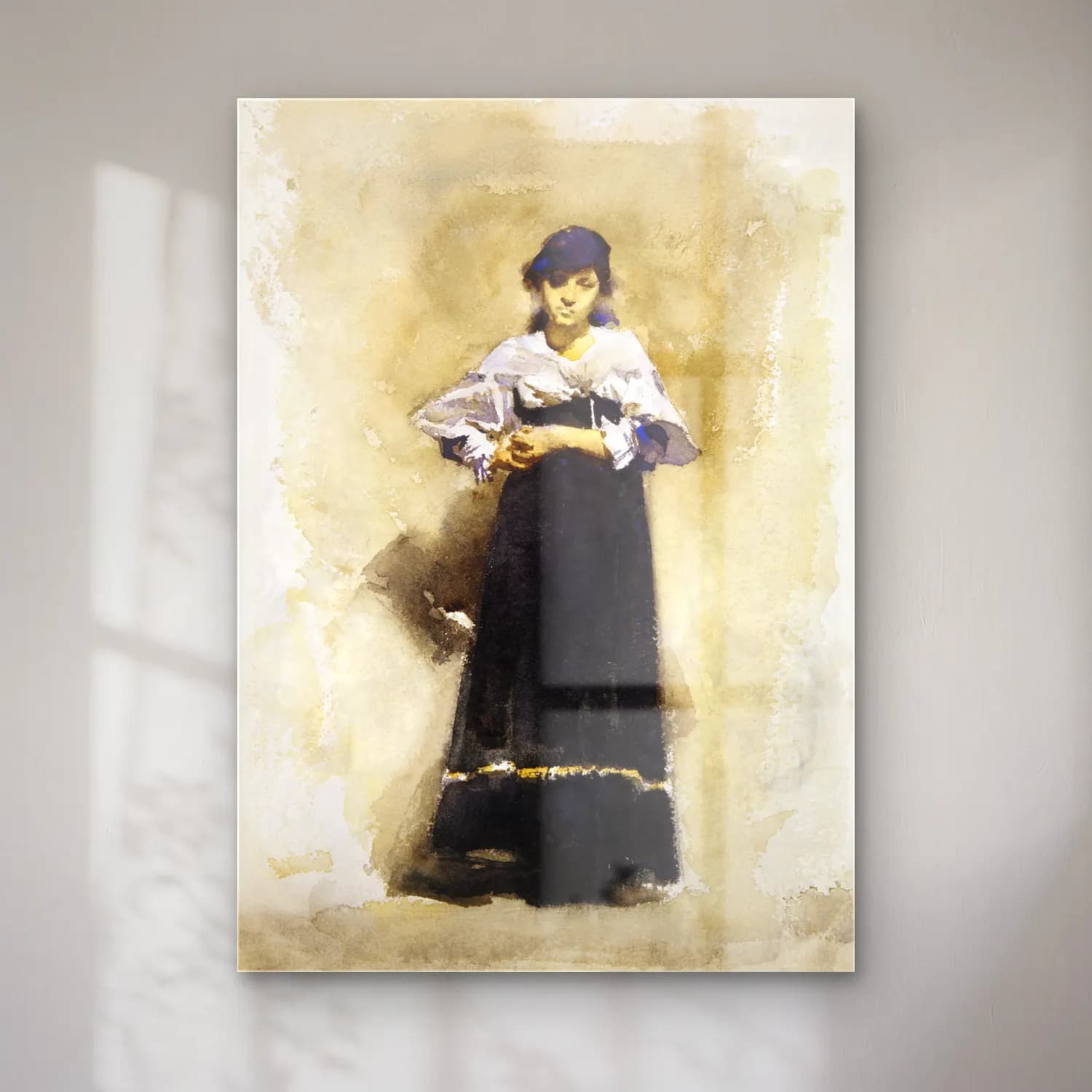 John Singer Sargent – Young Woman with a Black Skirt early 1880s cam tablo — John Singer Sargent – Young Woman with a Black Skirt early 1880s — suluboya elbiseli kadın