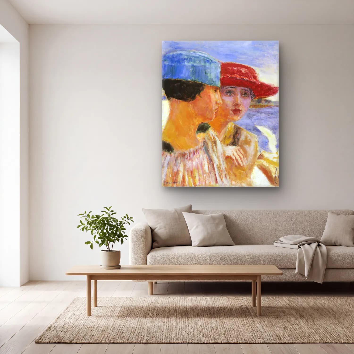 Pierre Bonnard – Young girls with seagull cam tablo — açık renk salonda