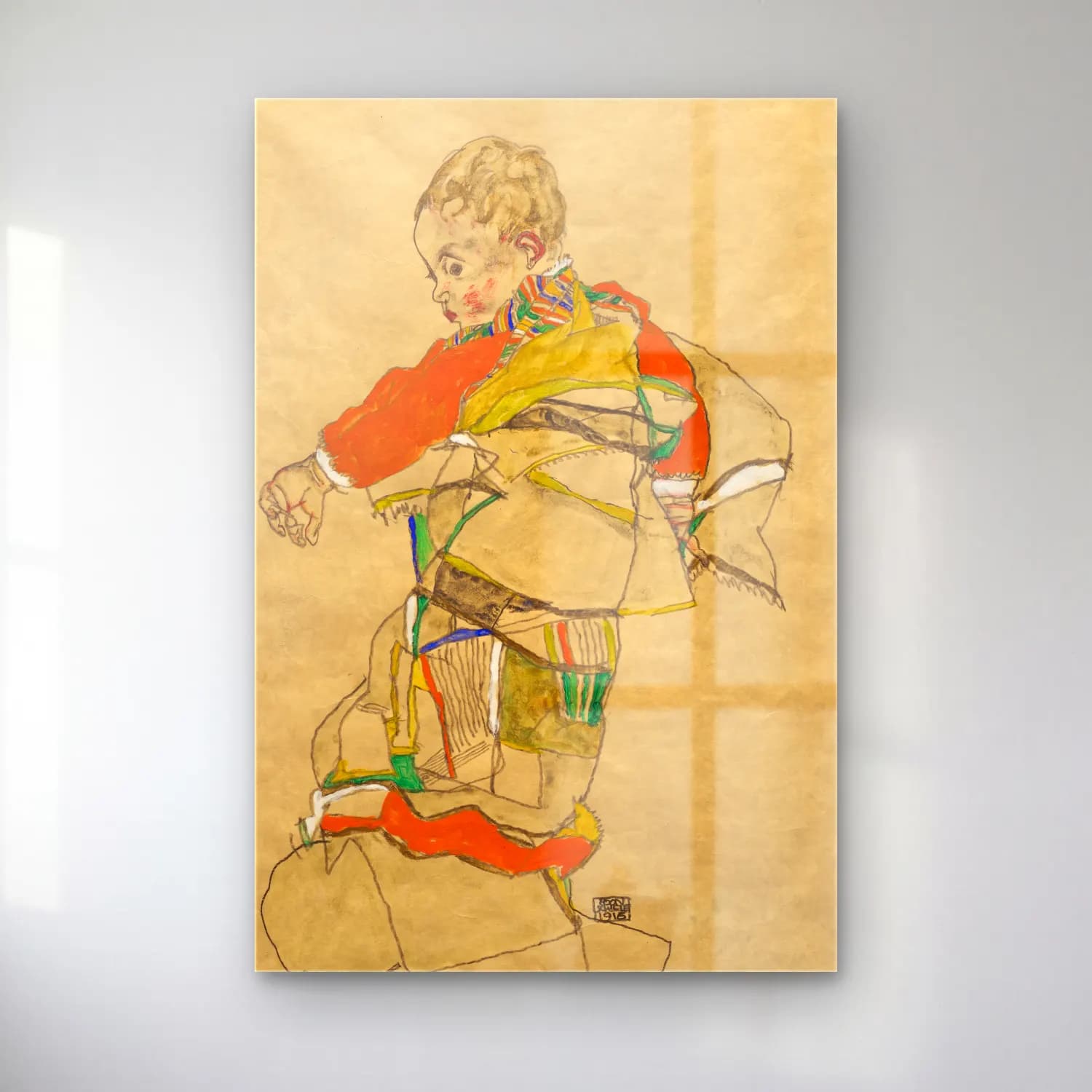 Egon Schiele – Portrait of a Child (Anton Peschka, Jr.) cam tablo — Egon Schiele – Portrait of a Child (Anton Peschka, Jr.) — suluboya elbiseli kadın