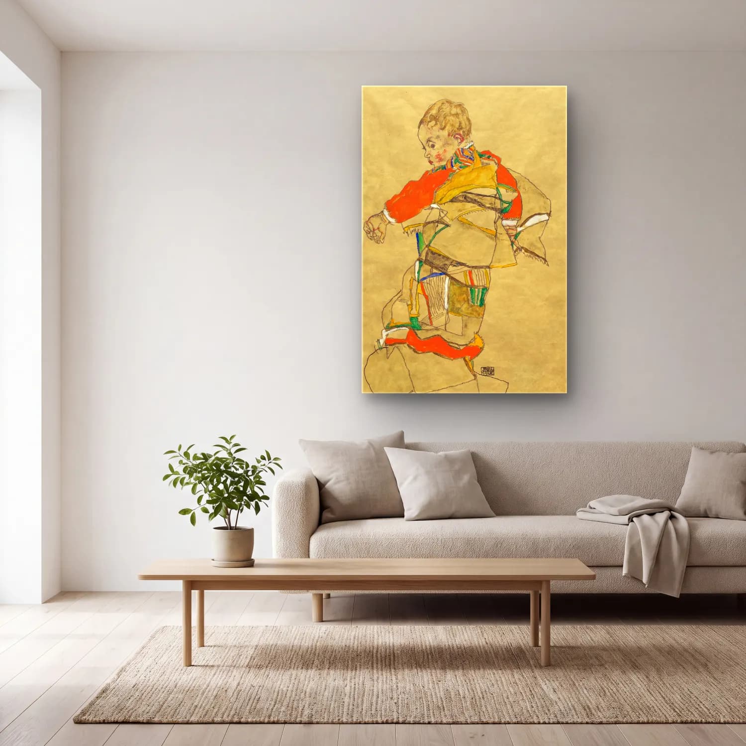 Egon Schiele – Portrait of a Child (Anton Peschka, Jr.) cam tablo — açık renk salonda