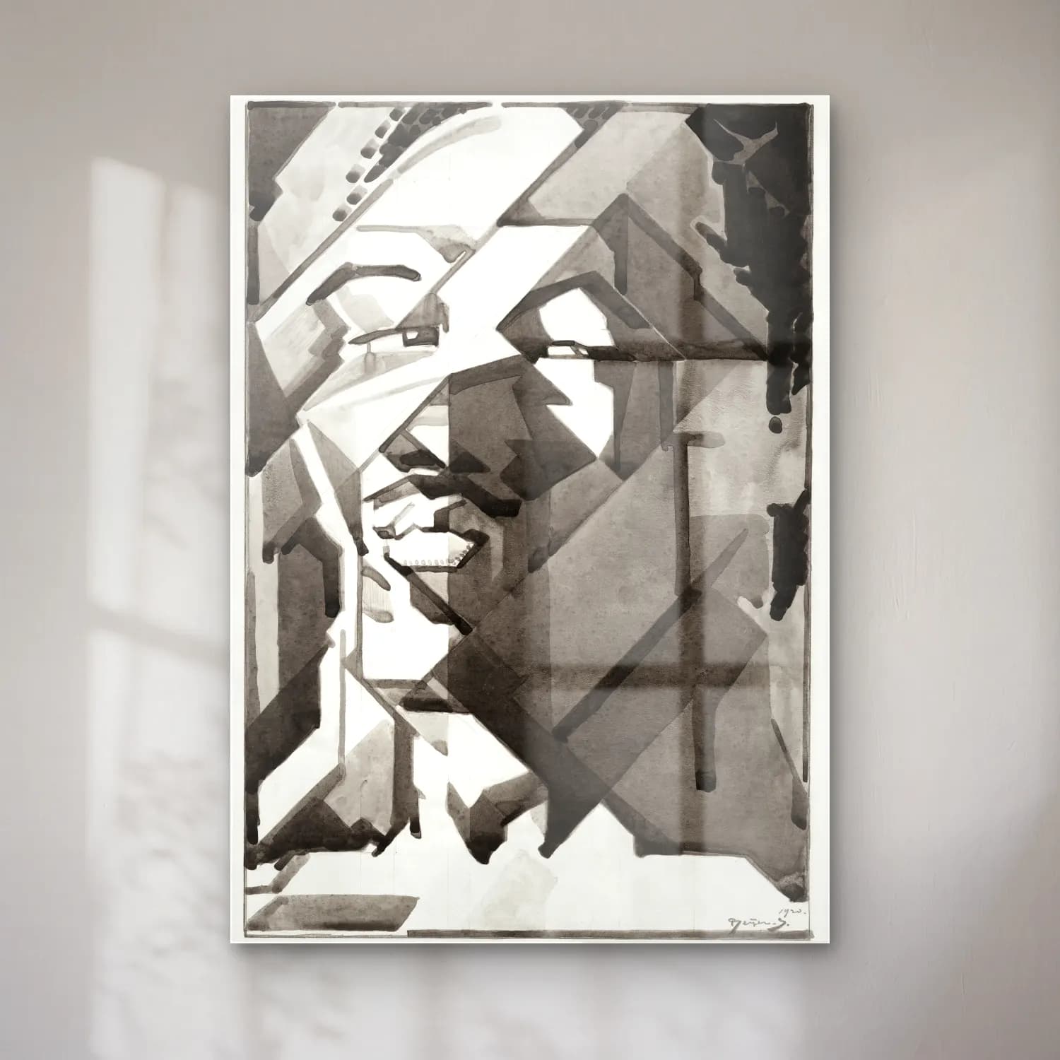 Reijer Stolk – Self-portrait cam tablo — Reijer Stolk – Self-portrait — siyah beyaz soyut yüz