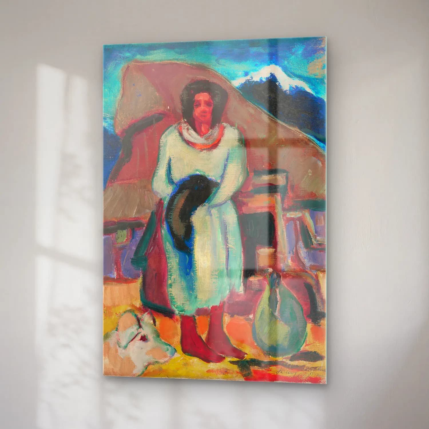Zolo Palugyay – Study of a village girl in front of a cottage cam tablo — sağ açıdan görünüm