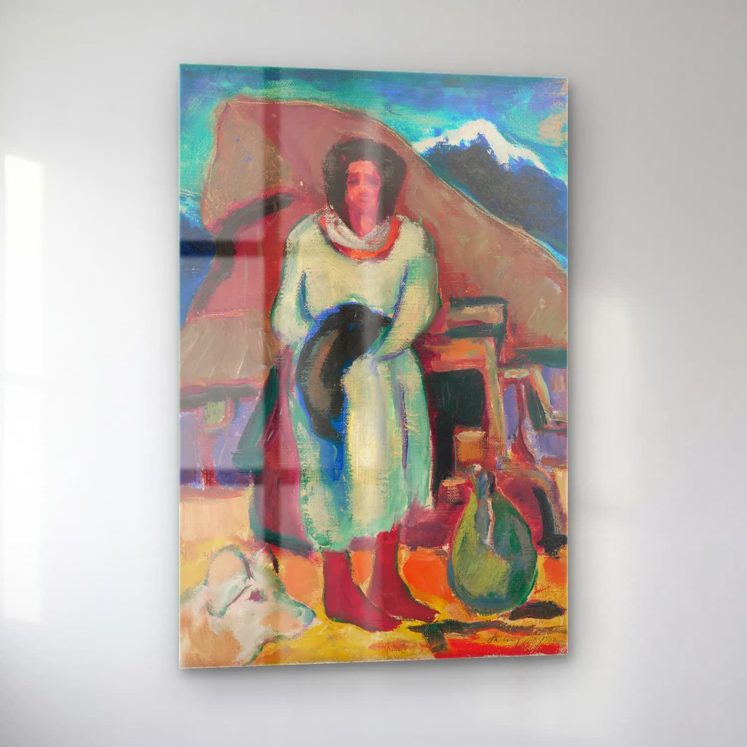 Zolo Palugyay – Study of a village girl in front of a cottage cam tablo — sol açıdan görünüm