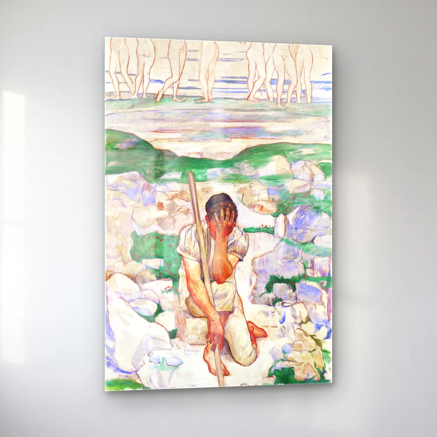 Ferdinand Hodler – The Dream of the Shepherd (Der Traum des Hirten) cam tablo — sol açıdan görünüm