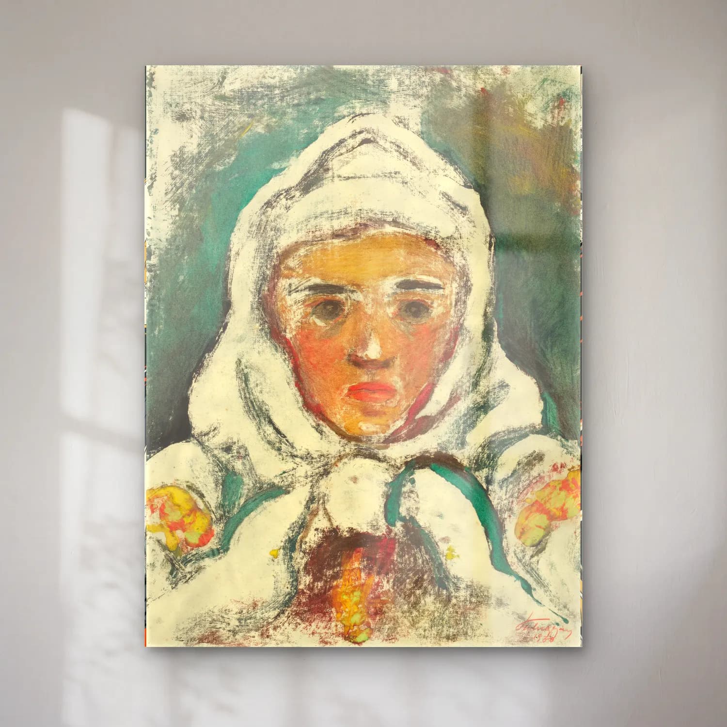 Zolo Palugyay – The head of a villager cam tablo — Zolo Palugyay – The head of a villager — empresyonist kadın portresi