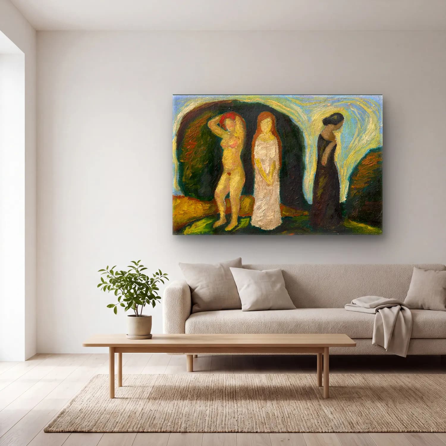 Mikuláš Galanda – The three stages of a woman s life cam tablo — açık renk salonda