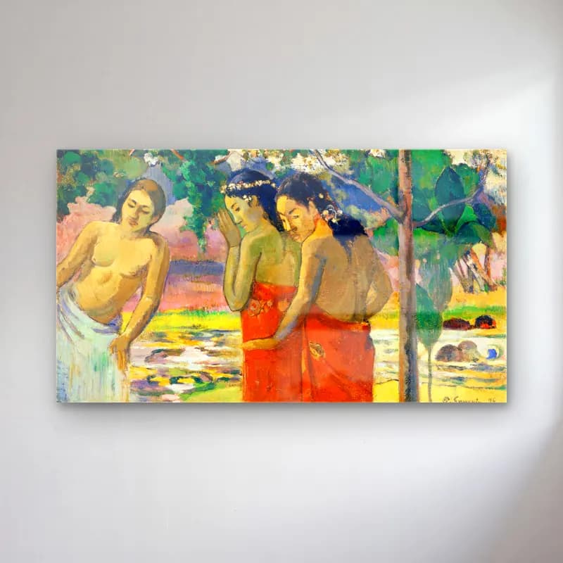 Paul Gauguin – Three Tahitian Women cam tablo — Paul Gauguin – Three Tahitian Women — empresyonist dansçılar